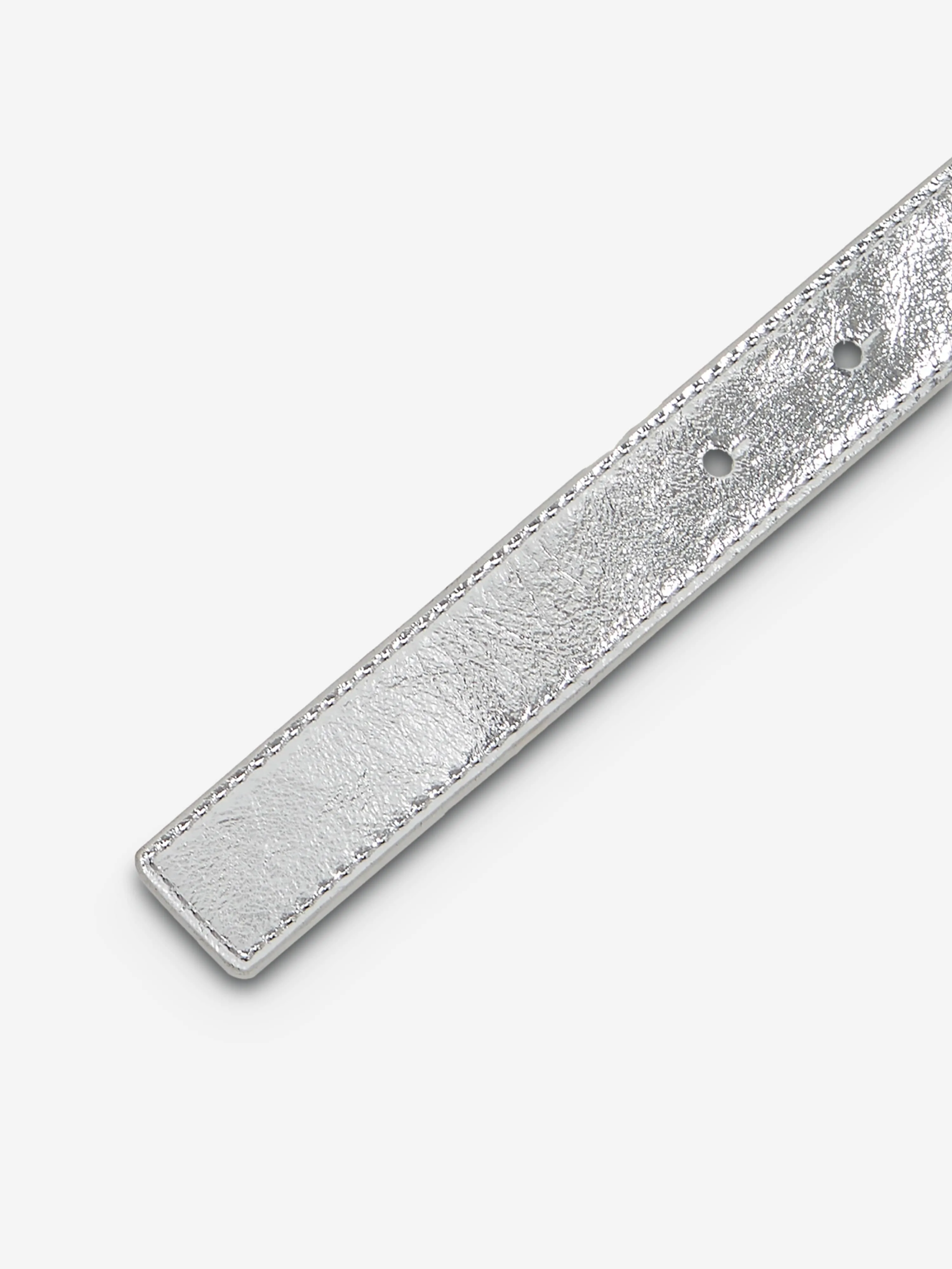 Girls Metallic Buckle Belt in Silver