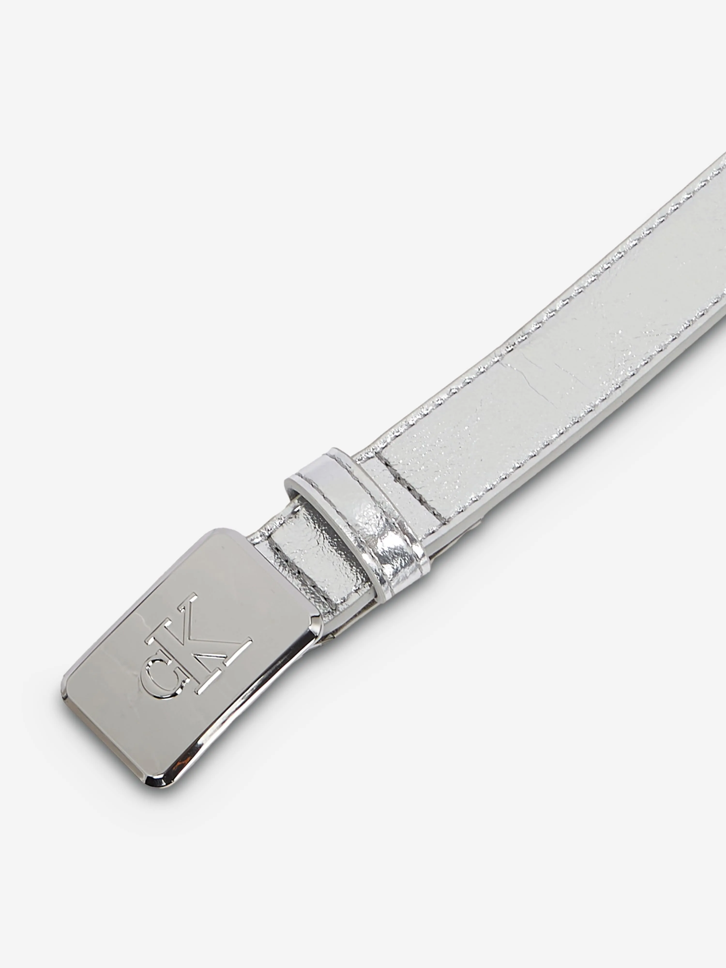 Girls Metallic Buckle Belt in Silver
