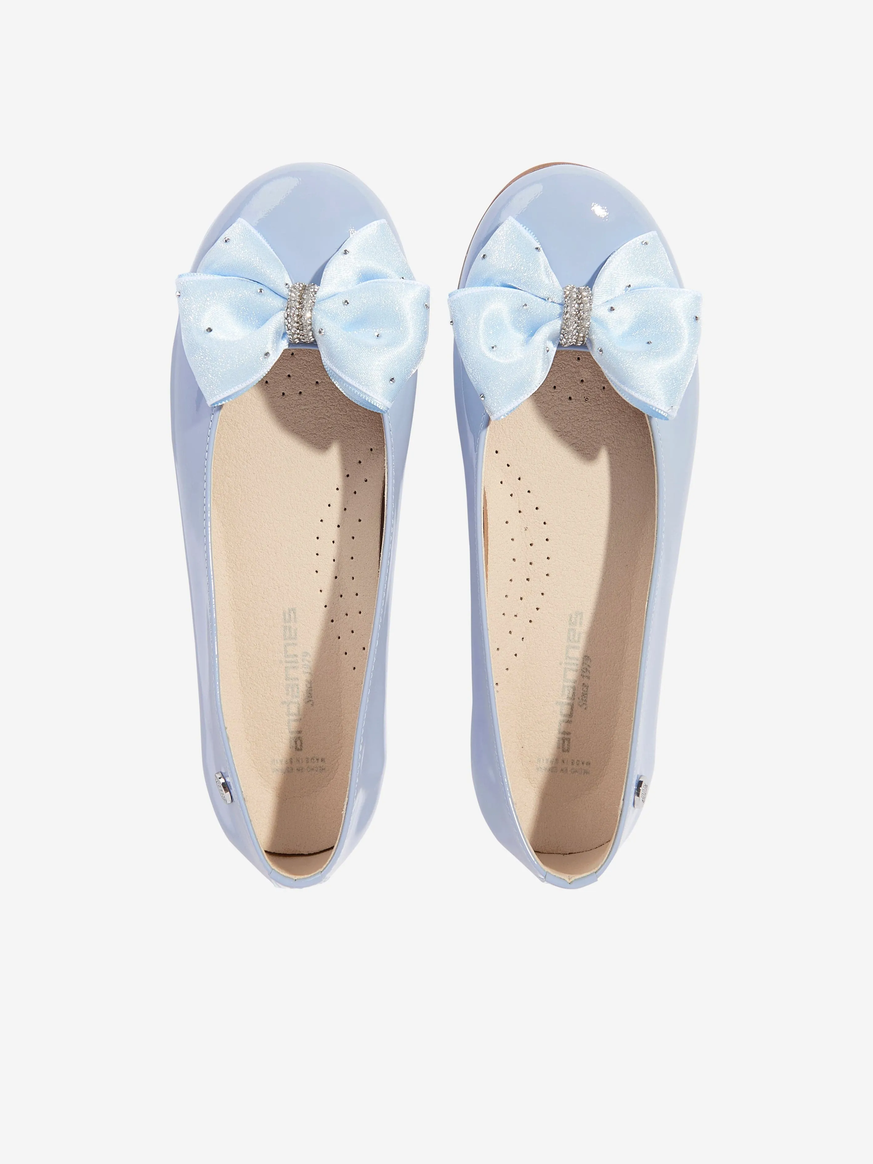 Girls Patent Leather Bow Ballerinas in Blue