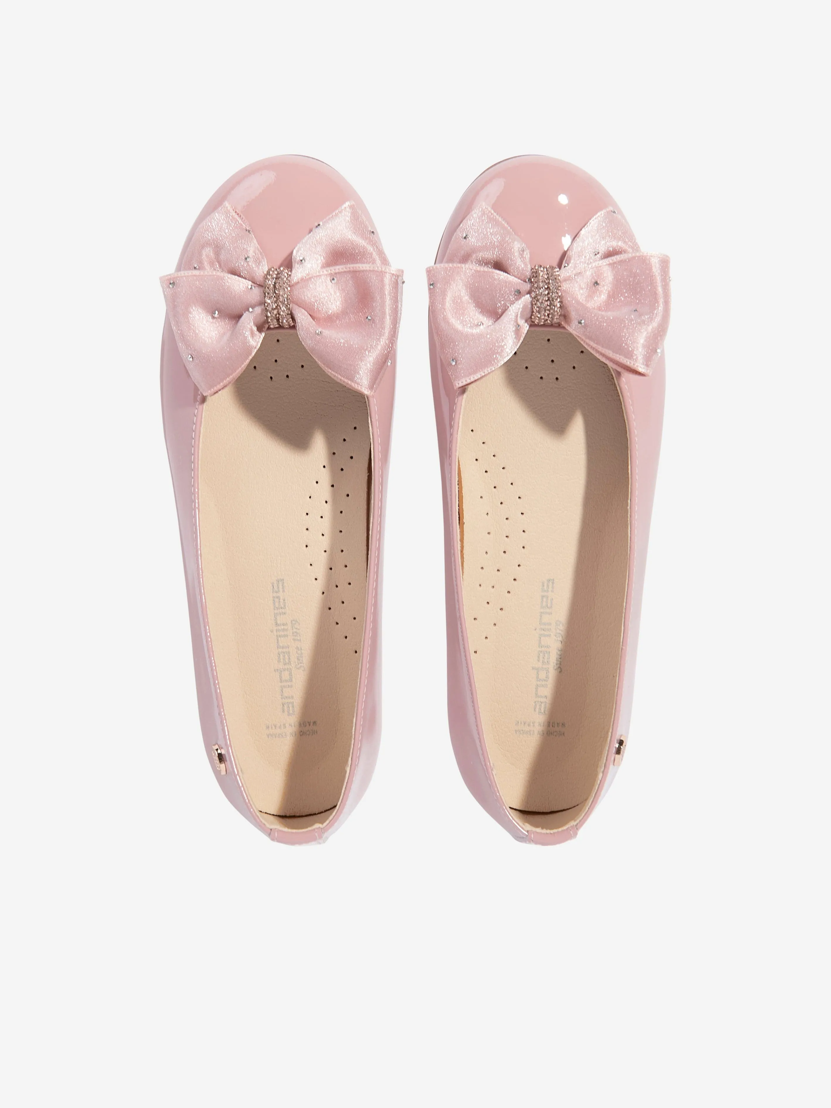 Girls Patent Leather Bow Ballerinas in Pink