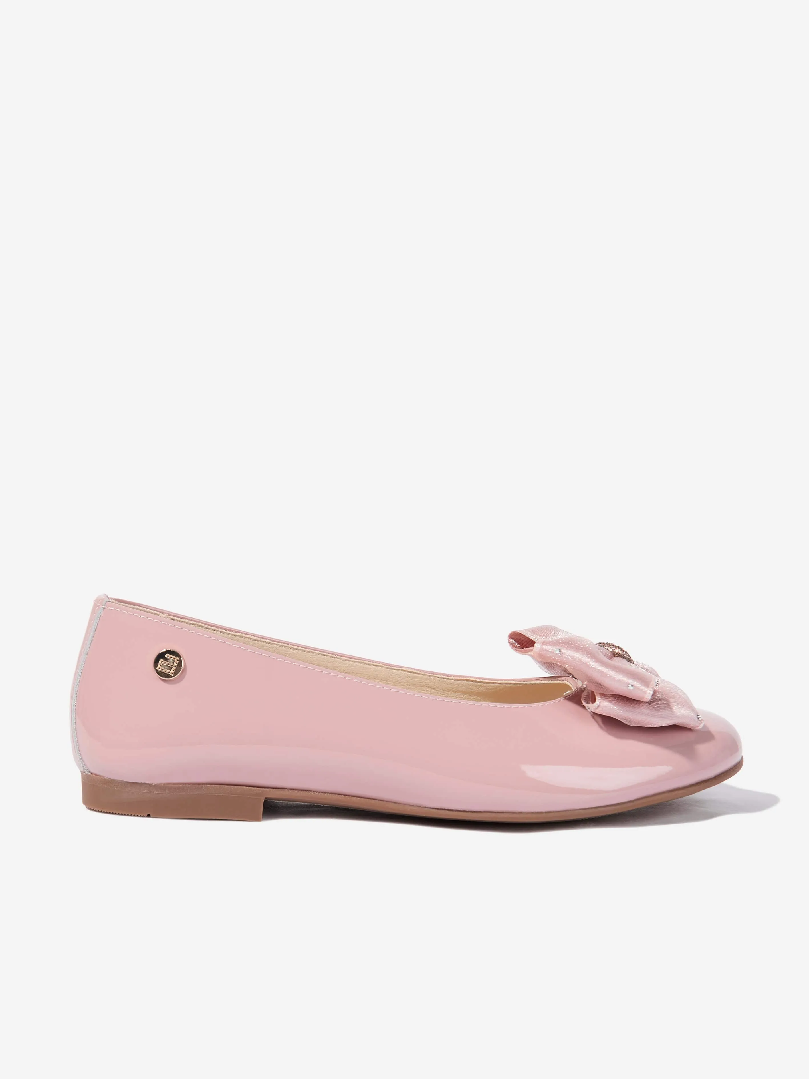 Girls Patent Leather Bow Ballerinas in Pink