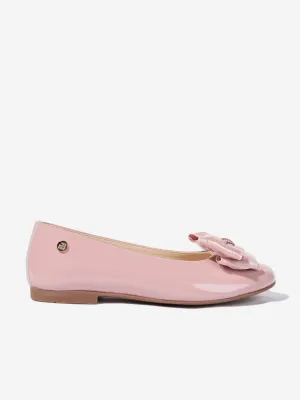 Girls Patent Leather Bow Ballerinas in Pink