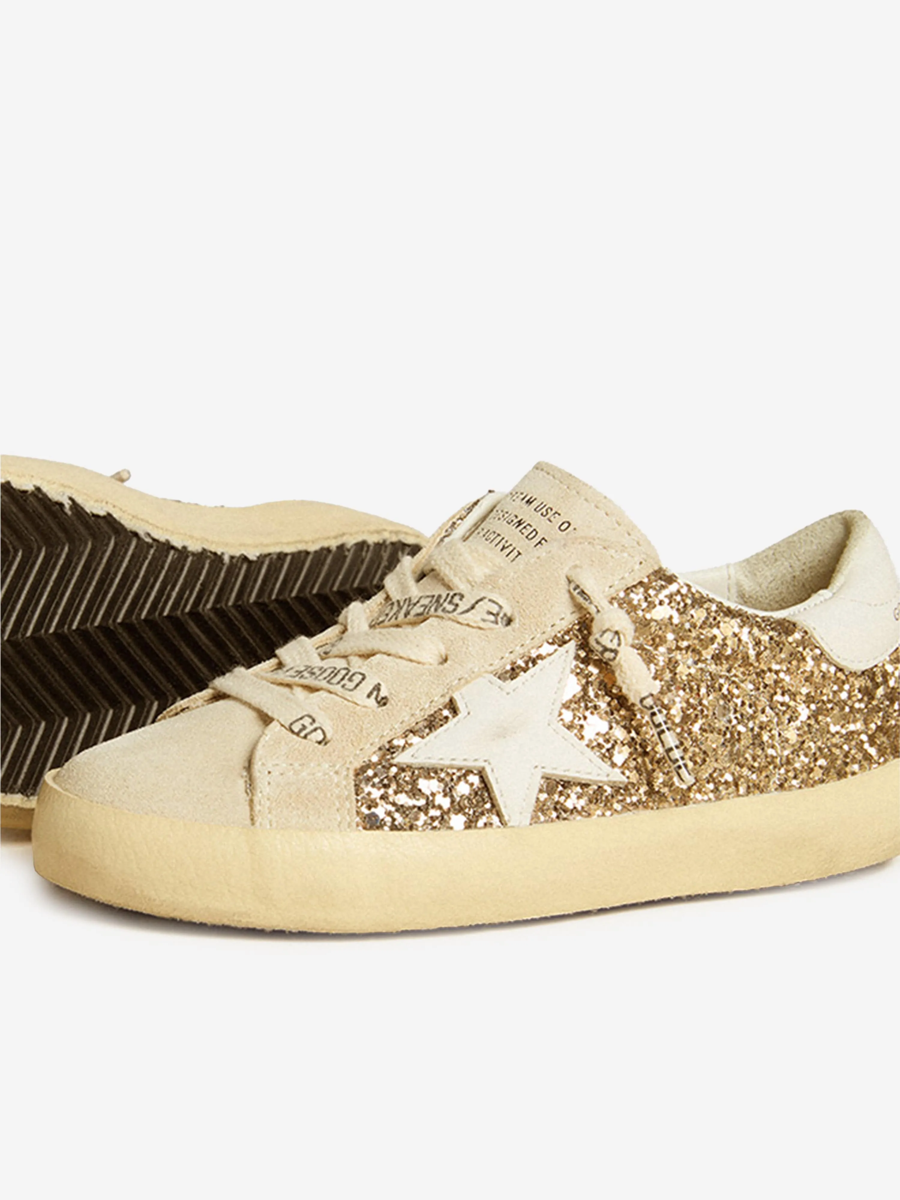 Girls Super-Star Glitter Trainers in Beige