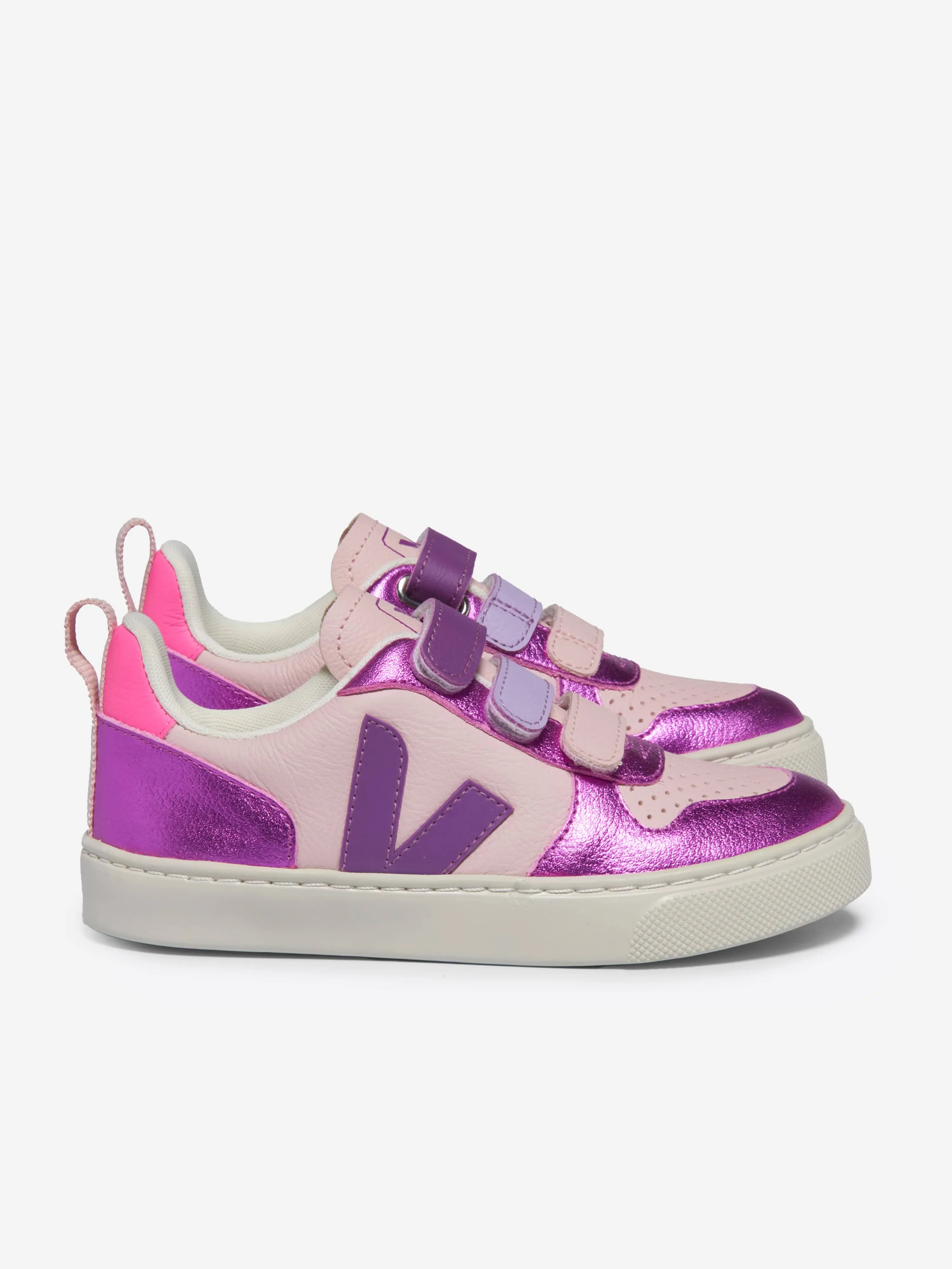 Girls V-10 Leather Traners in Purple