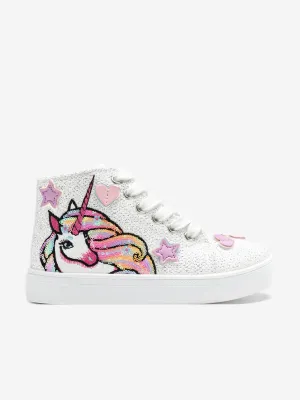 Girls Victoria Unicorn Baseball Boots in White