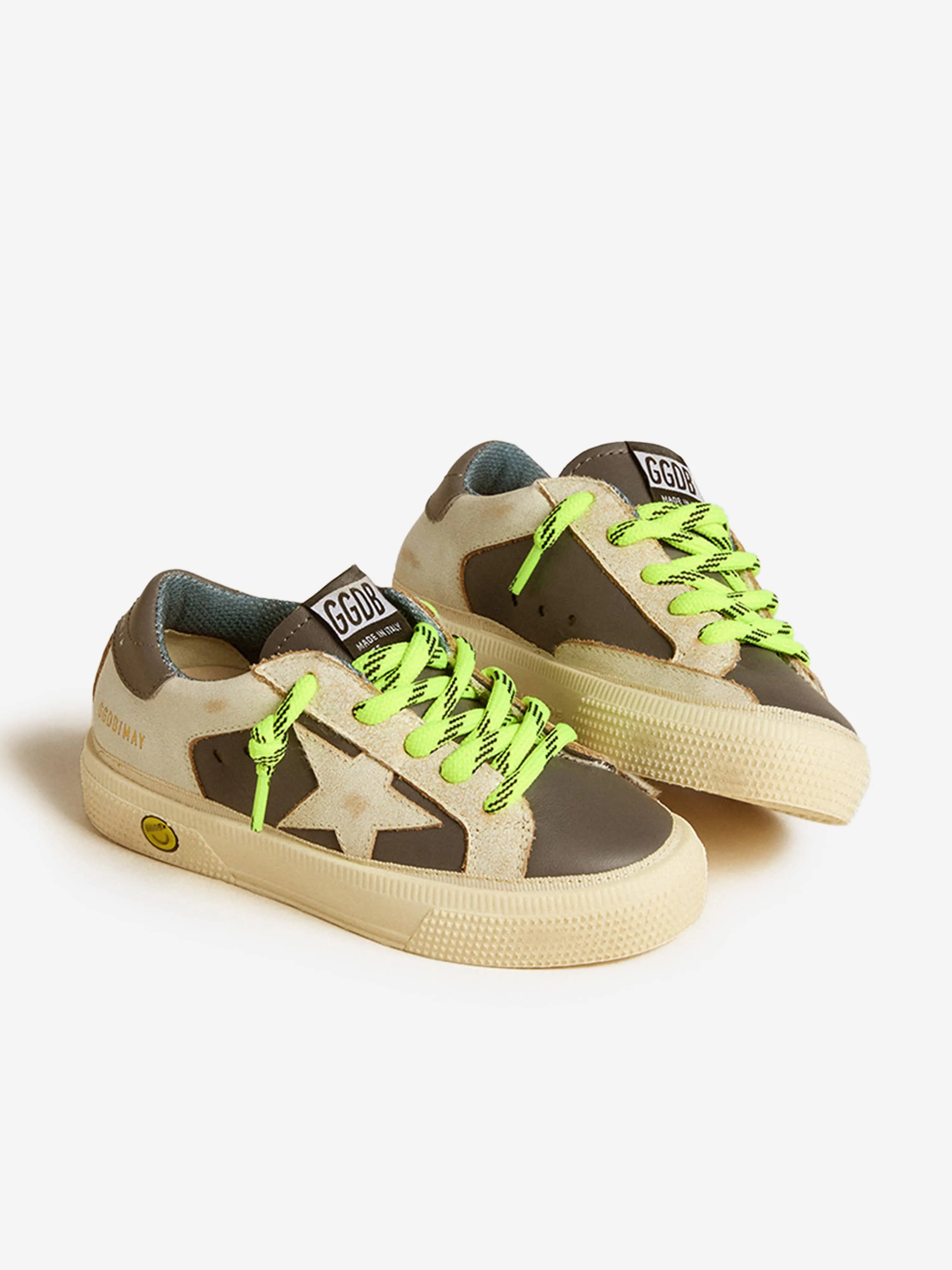 Golden Goose Boys Leather May Trainers in Ivory