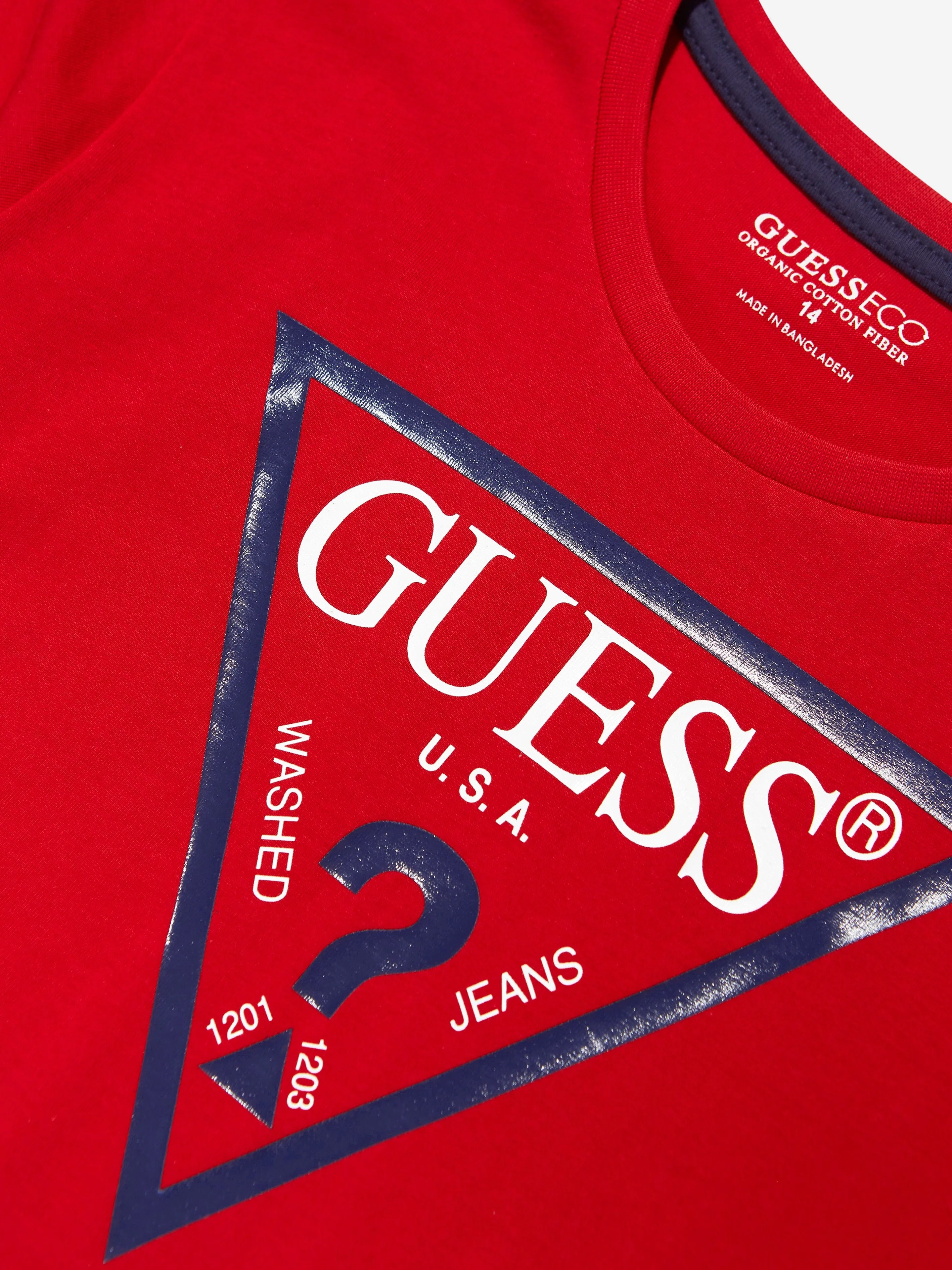 Guess Boys Logo Print T-Shirt in Red
