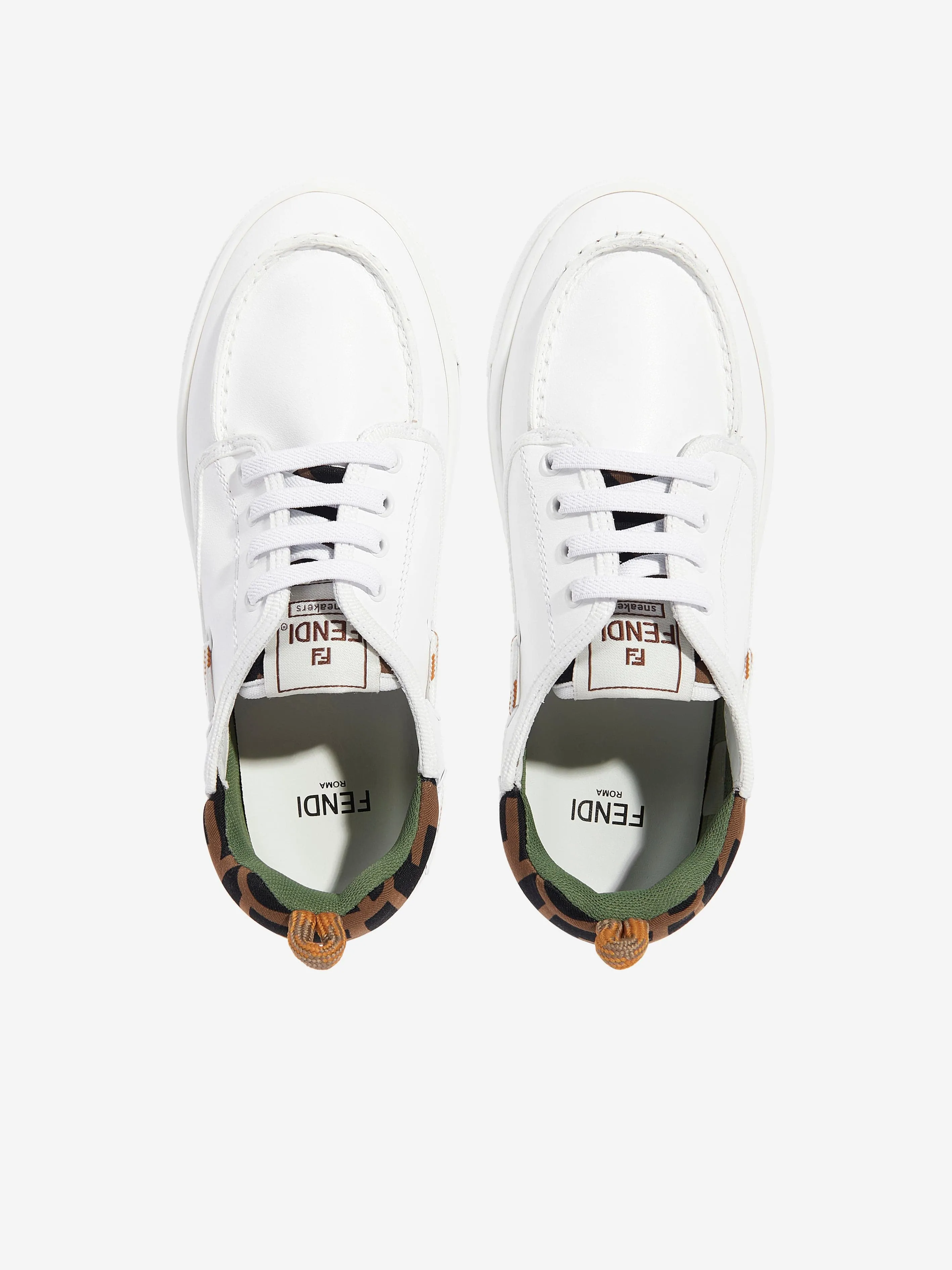 Kids Leather and Jacquard Trainers in White
