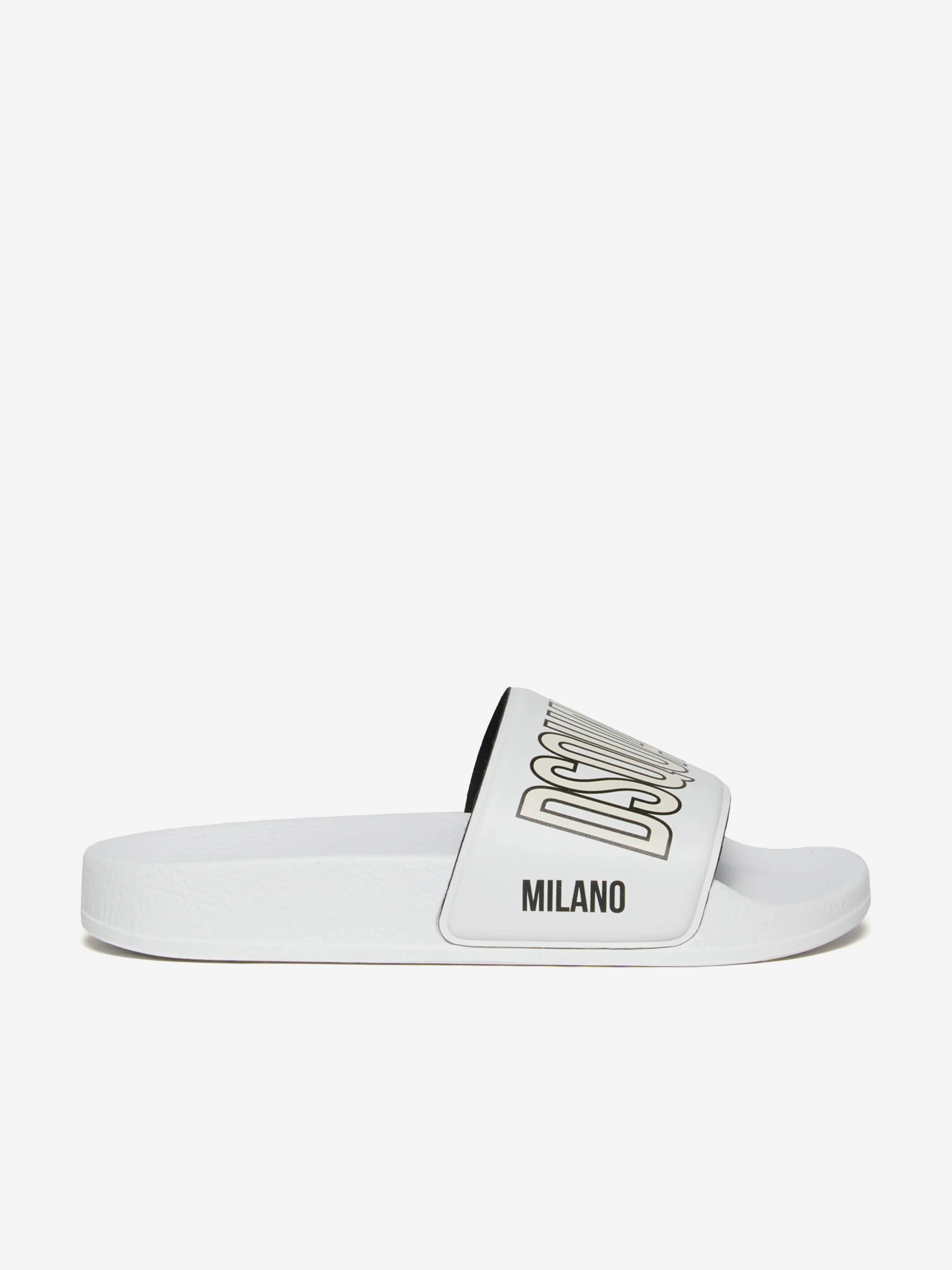 Kids Milano Logo Silders in White