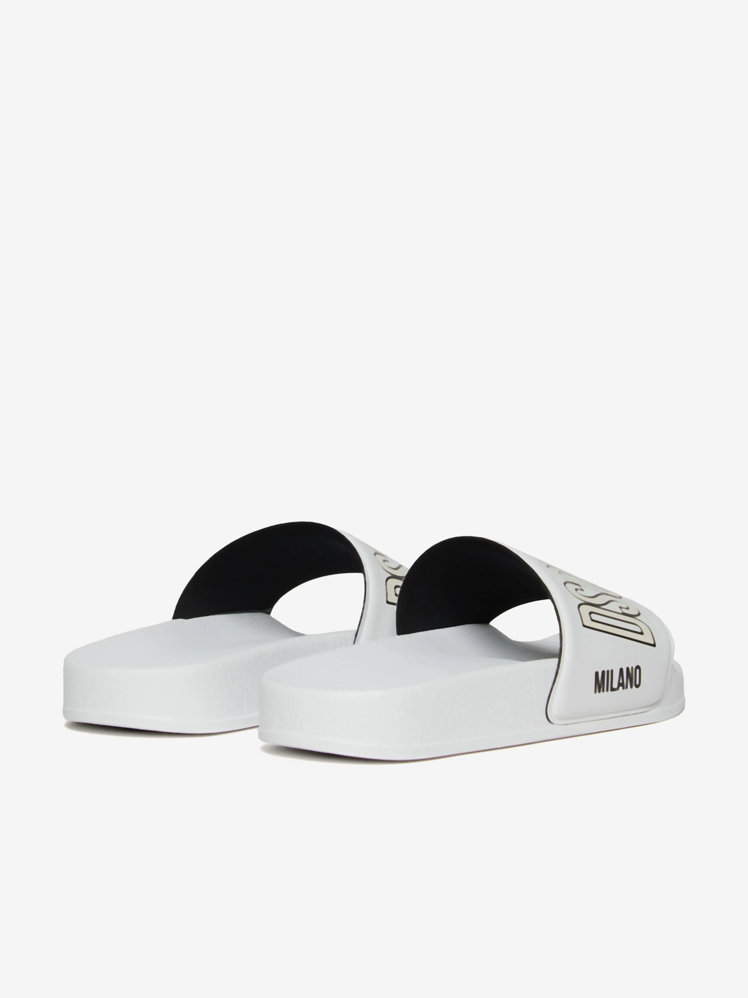 Kids Milano Logo Silders in White