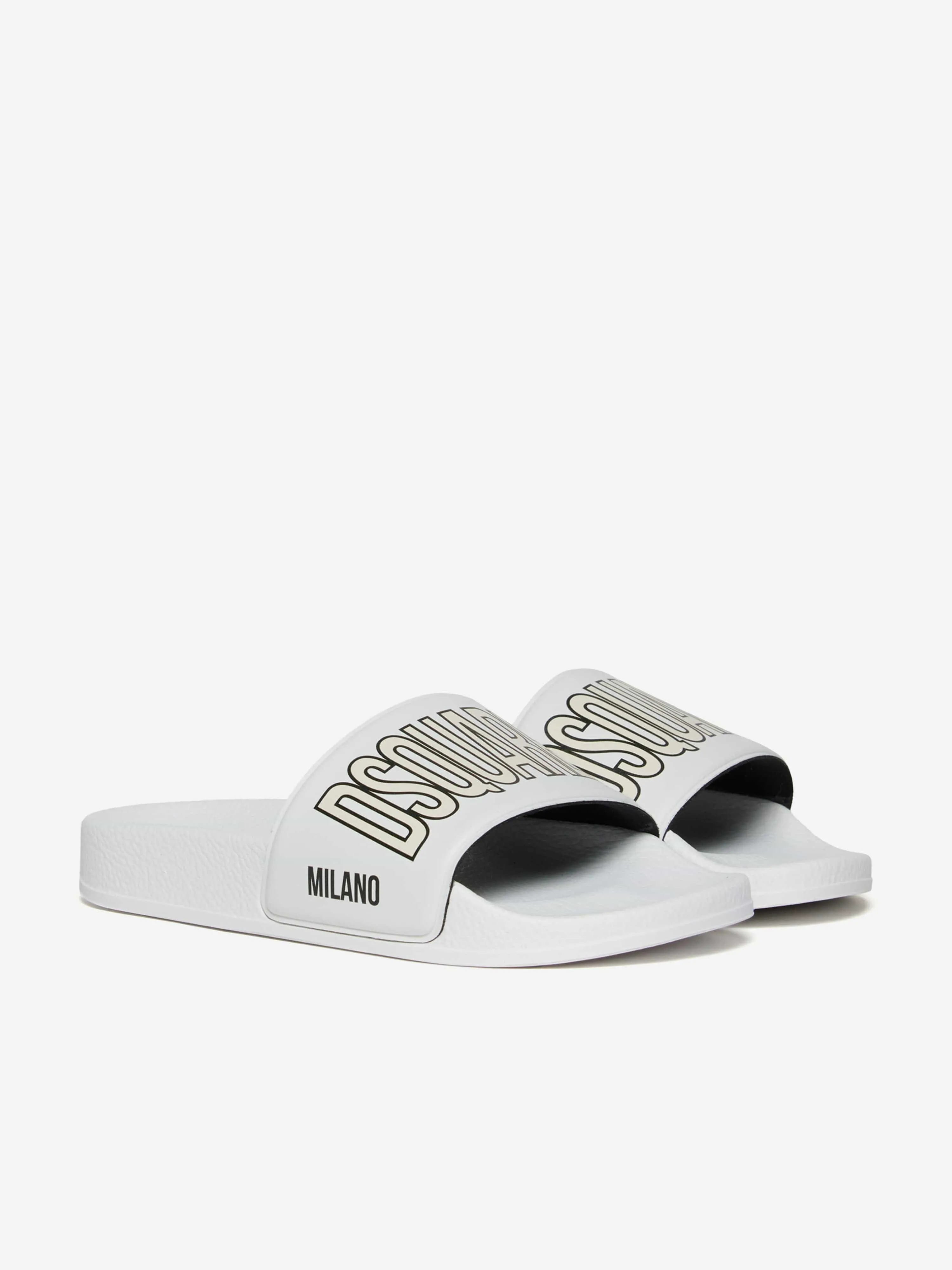 Kids Milano Logo Silders in White