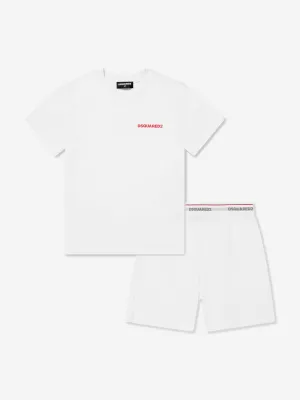 Kids Short Pyjama Set in White