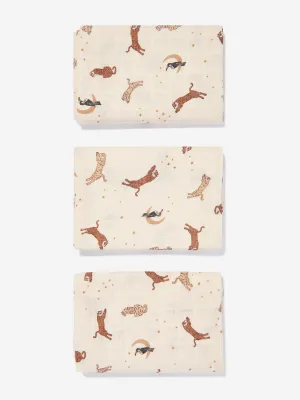 Konges Sljd Baby 3 Pack Muslin Cloth Set in Beige (65cm)
