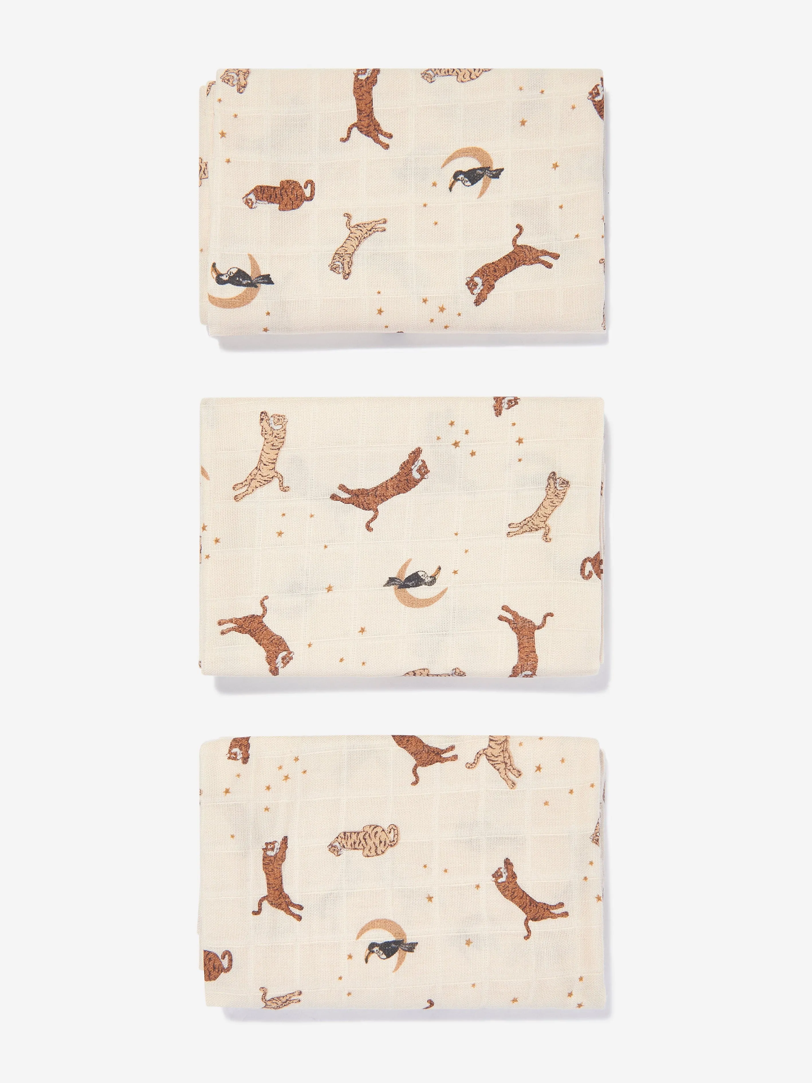 Konges Sljd Baby 3 Pack Muslin Cloth Set in Beige (65cm)
