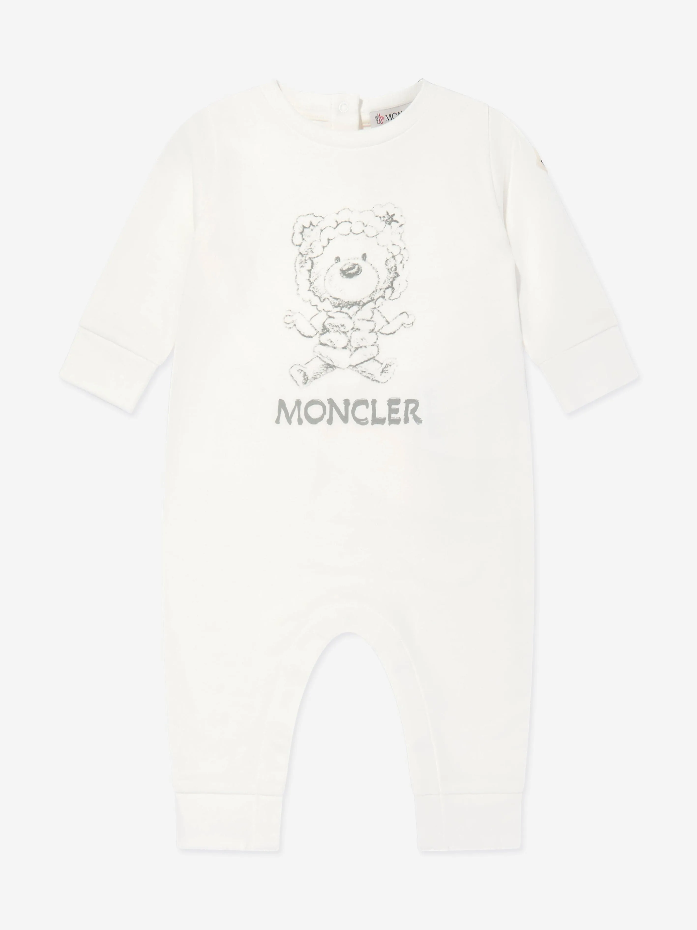 Moncler Enfant Baby Bear Logo Romper in White