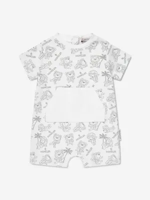 Moncler Enfant Baby Bear Logo Romper in White