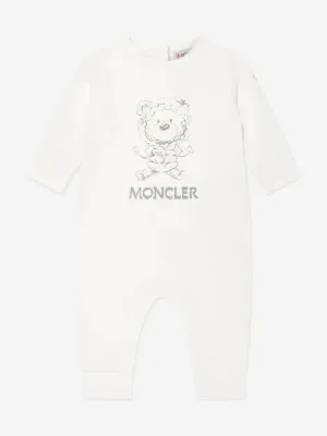 Moncler Enfant Baby Bear Logo Romper in White