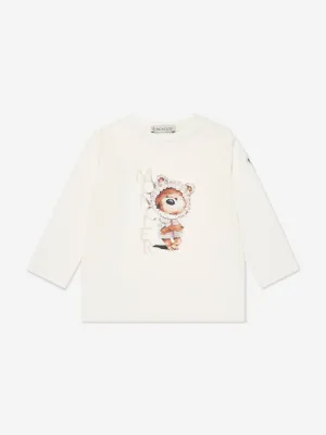 Moncler Enfant Baby Boys Long Sleeve BearT-Shirt in Ivory