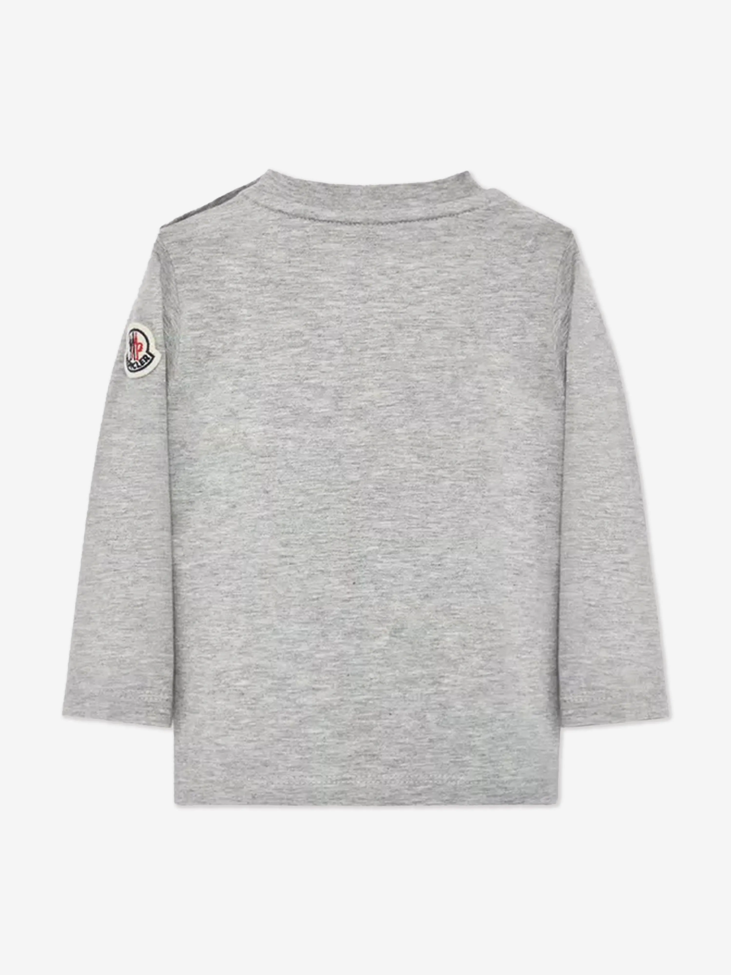 Moncler Enfant Baby Girls Long Sleeve Logo T-Shirt in Grey