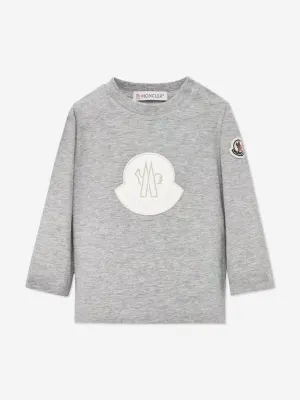 Moncler Enfant Baby Girls Long Sleeve Logo T-Shirt in Grey