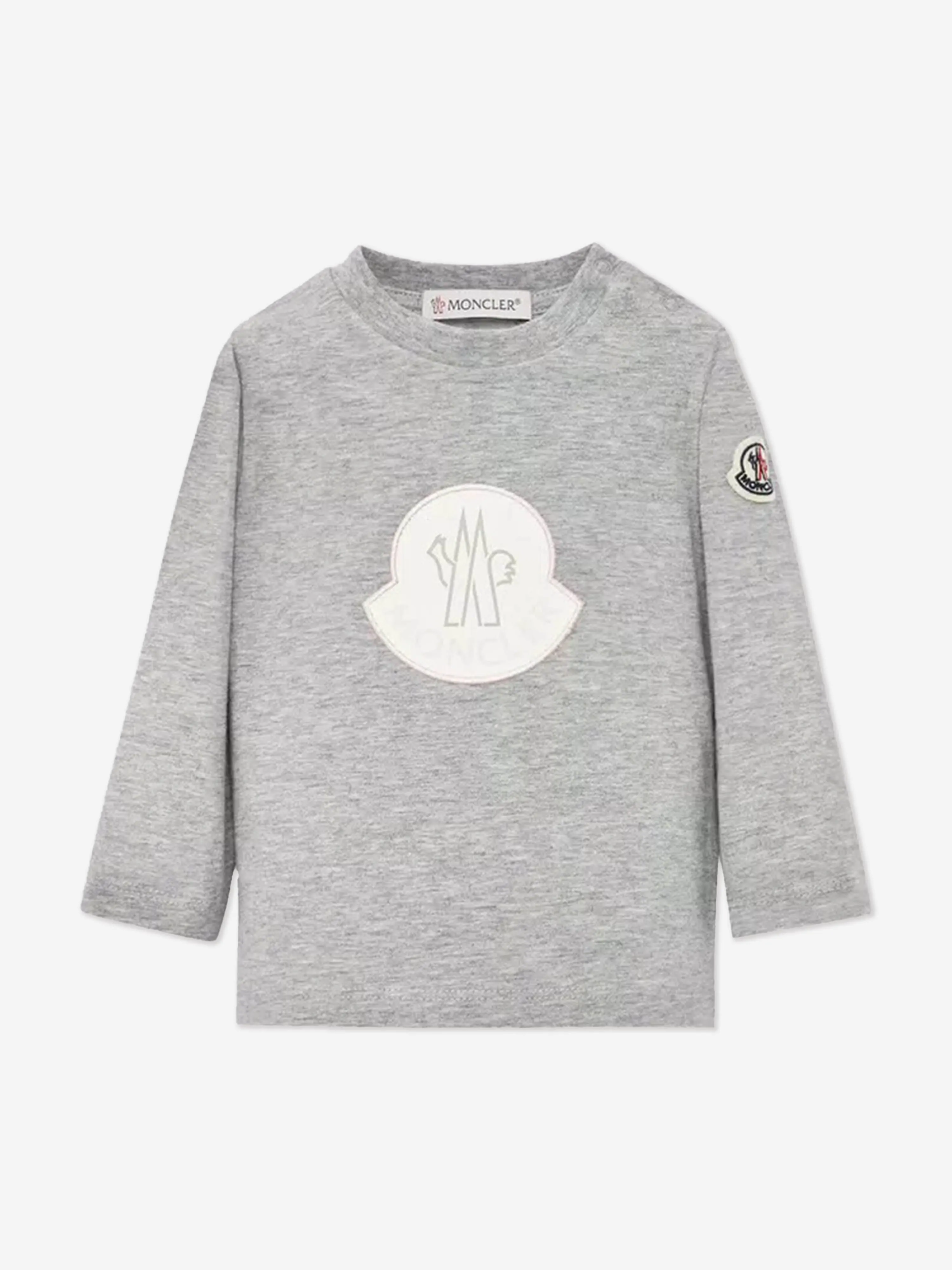 Moncler Enfant Baby Girls Long Sleeve Logo T-Shirt in Grey