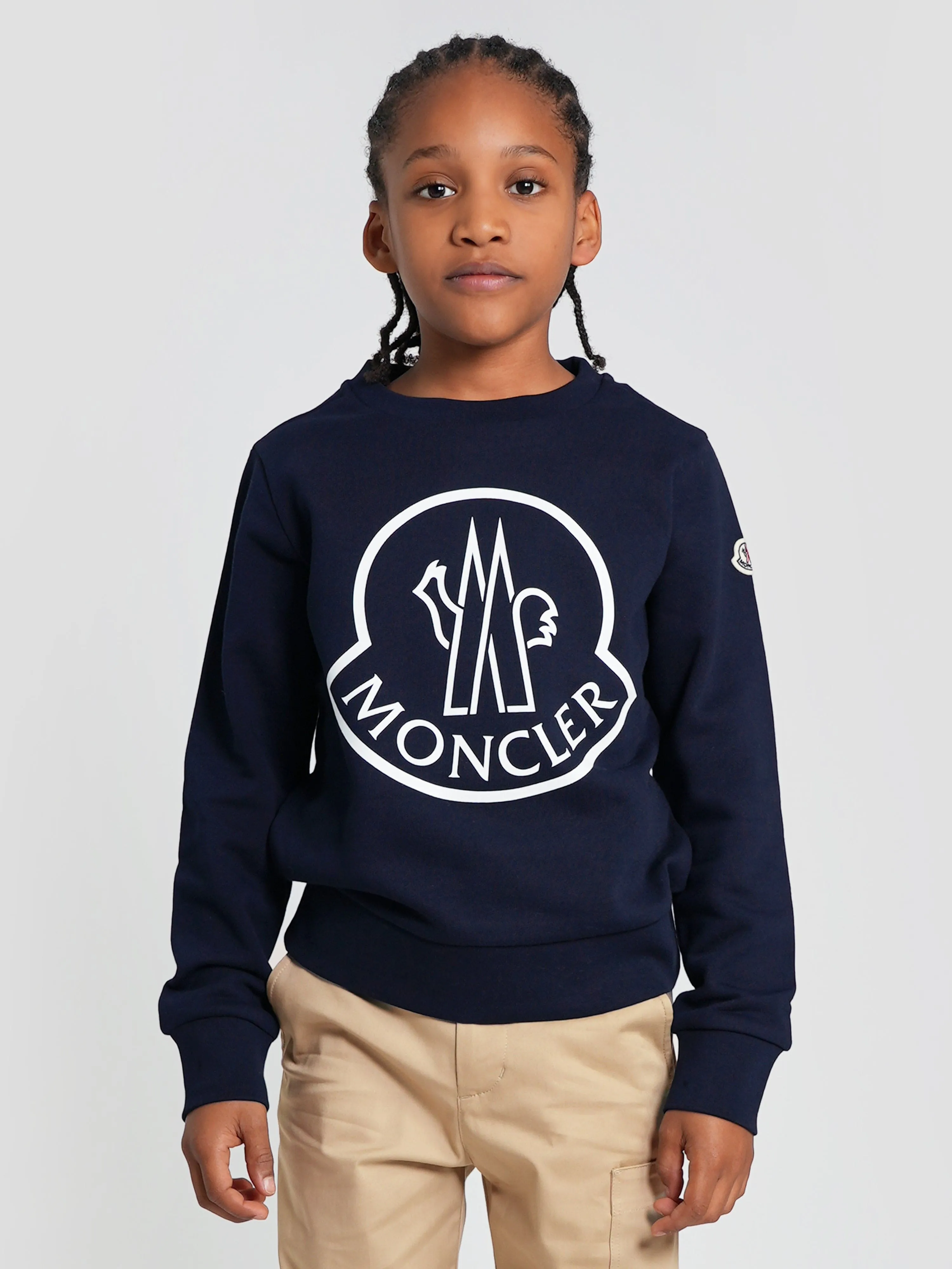 Moncler Enfant Boys Logo Sweatshirt in Navy