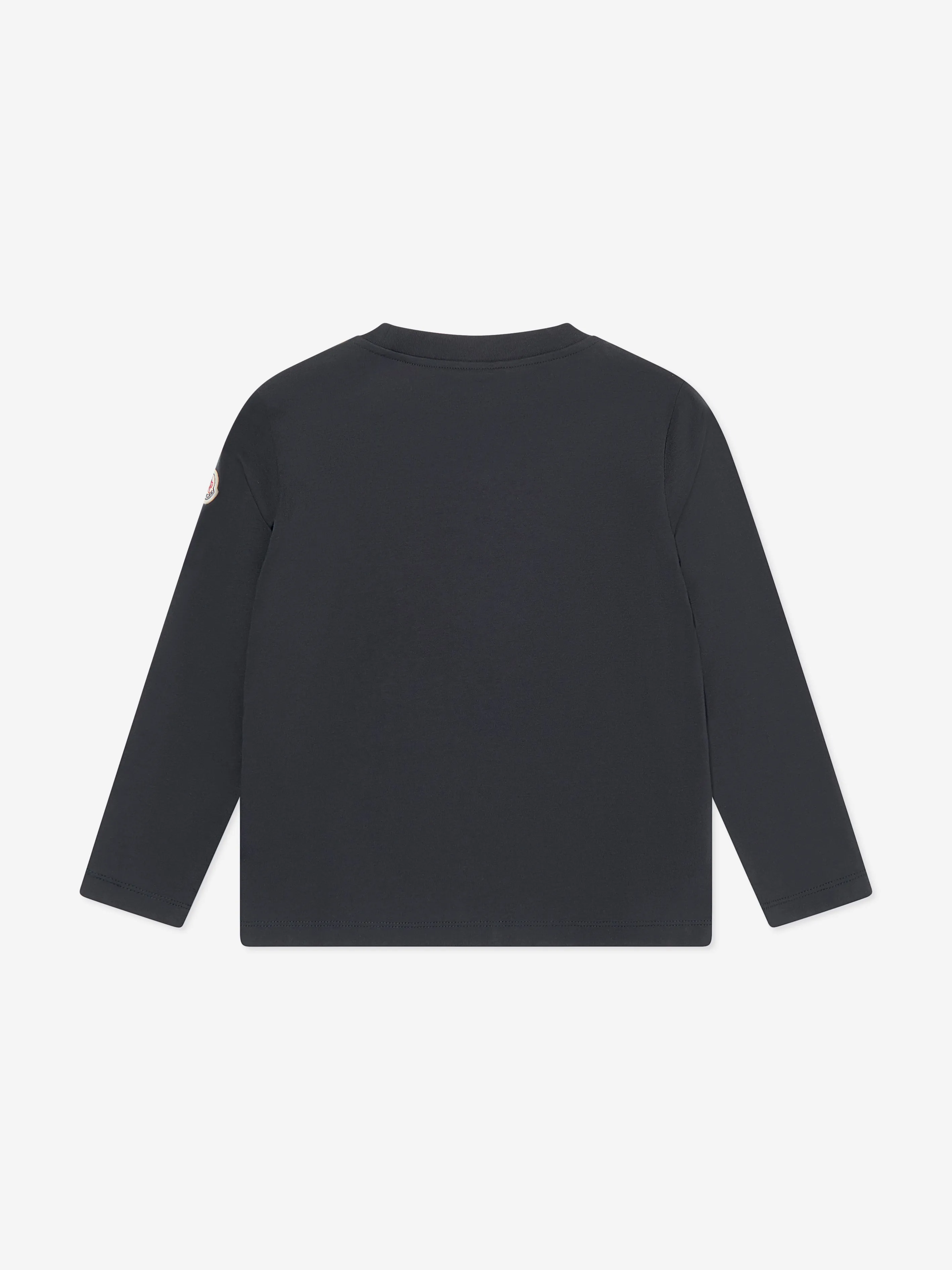 Moncler Enfant Boys Long Sleeve Logo T-Shirt in Navy