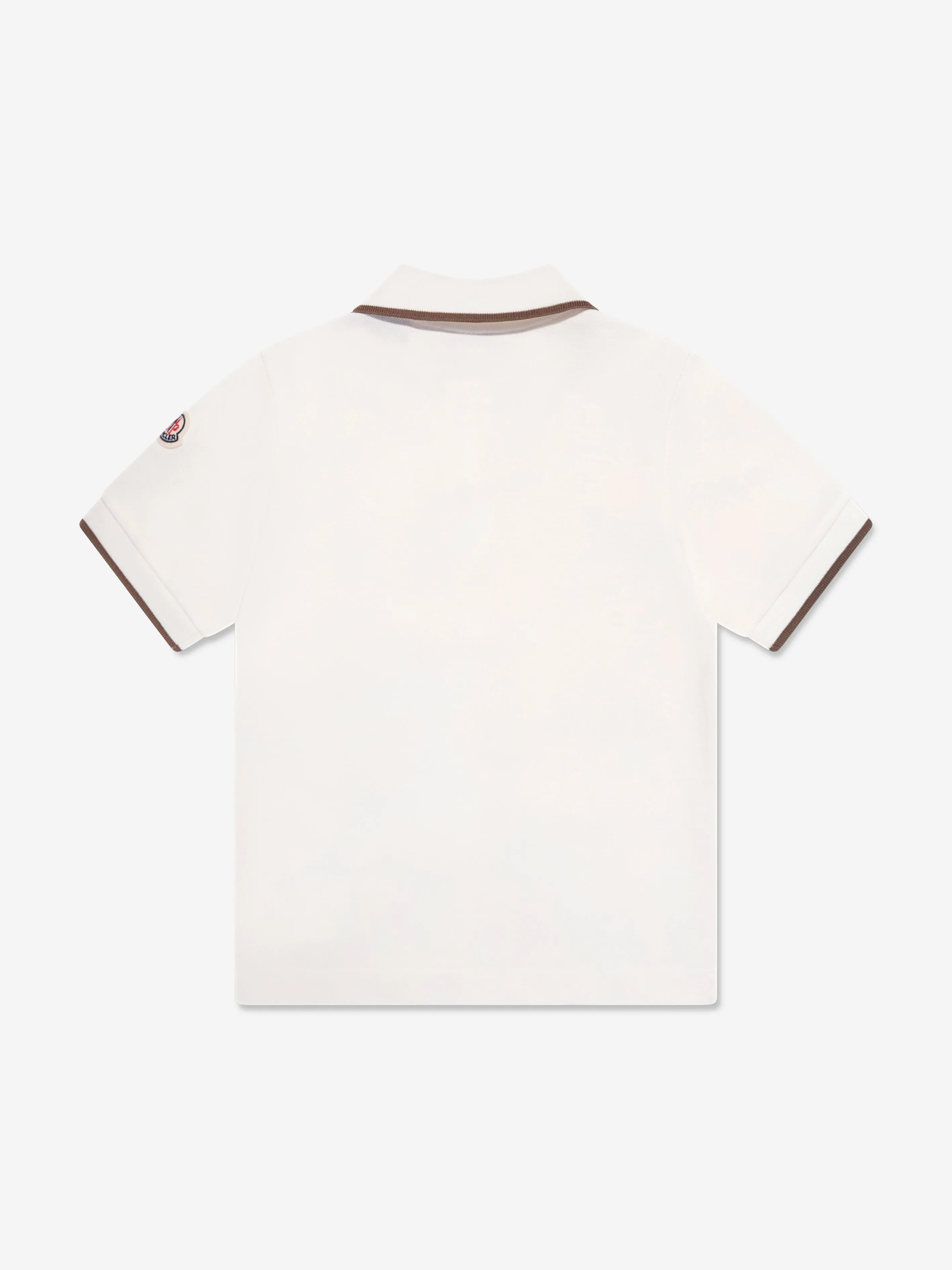 Moncler Enfant Boys Long Sleeve Polo Shirt in Ivory