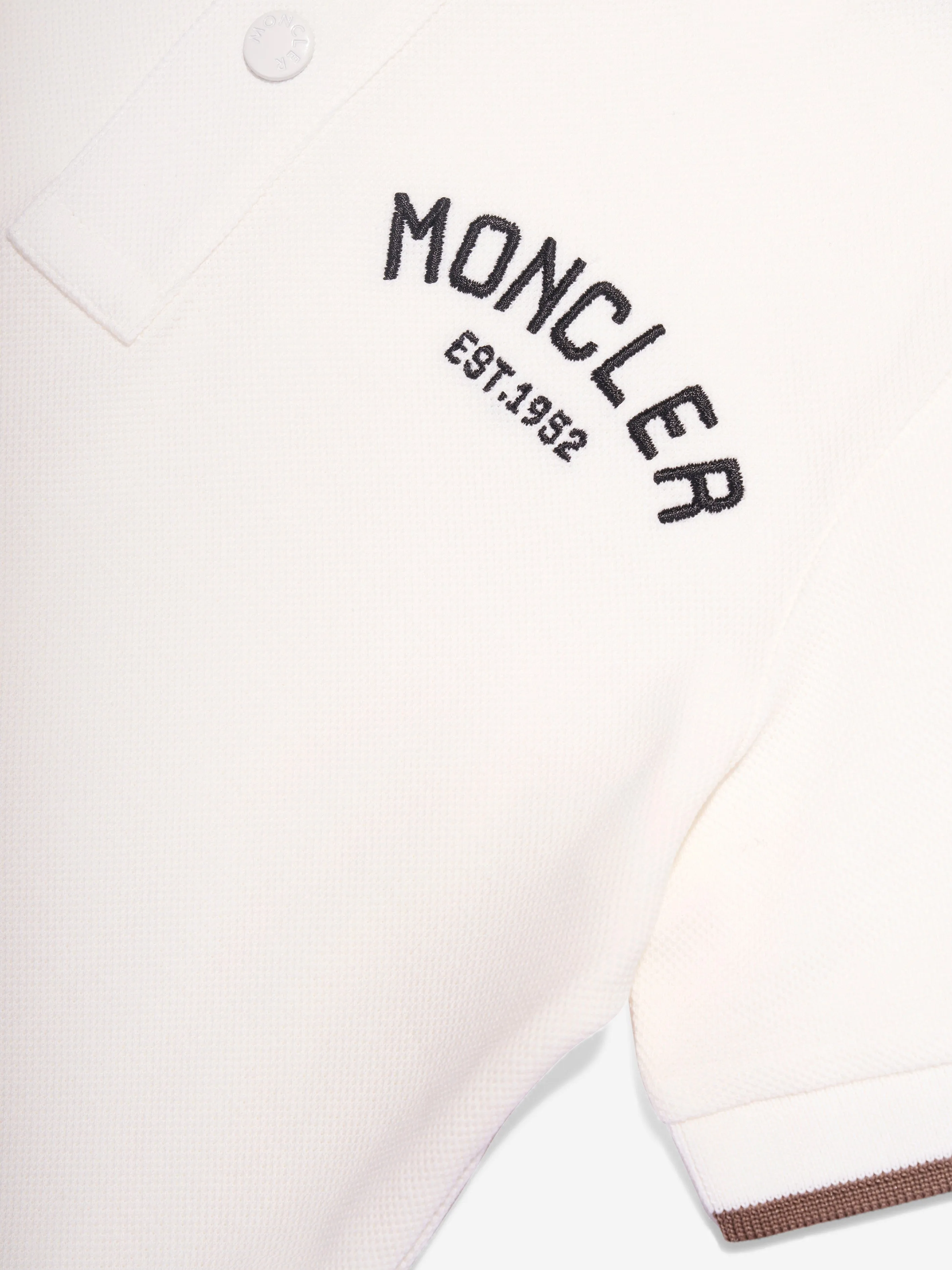 Moncler Enfant Boys Long Sleeve Polo Shirt in Ivory
