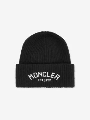 Moncler Enfant Boys Wool Logo Beanie Hat in Black