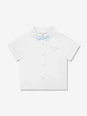 Patachou Boys Short Sleeve Shirt With Bow Tie in Blue