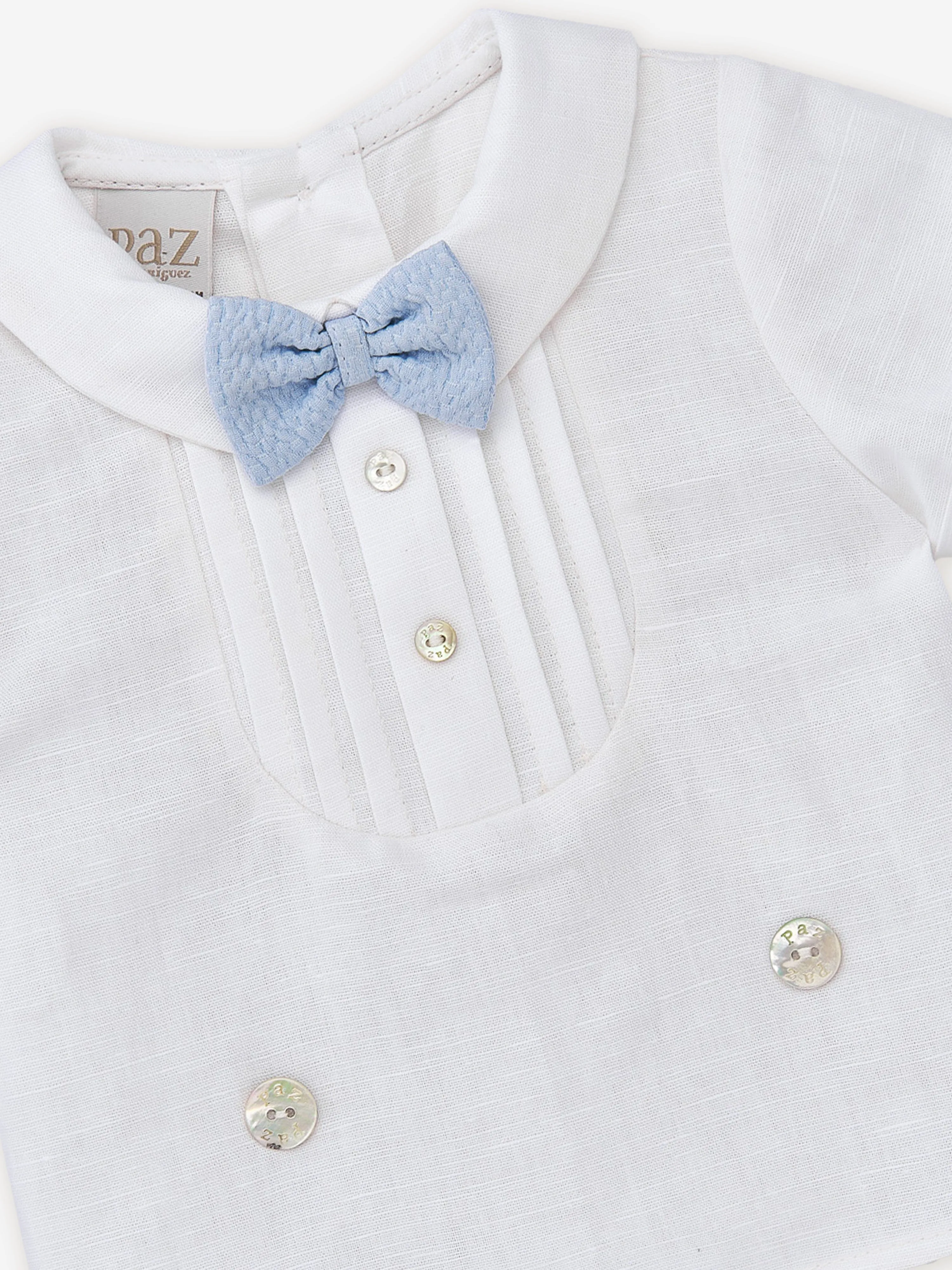 Paz Rodriguez Baby Boys Linen Shorts Set in Multicolour