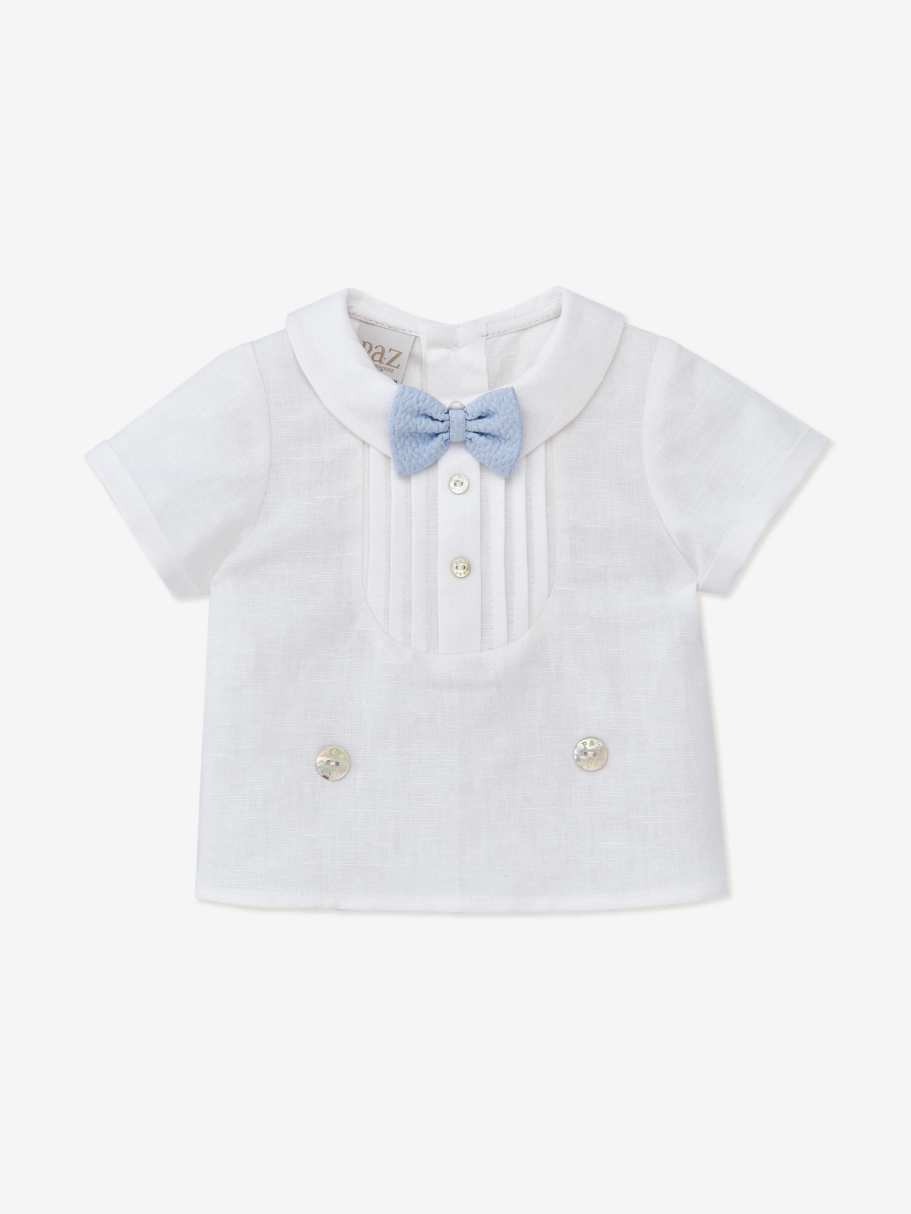 Paz Rodriguez Baby Boys Linen Shorts Set in Multicolour