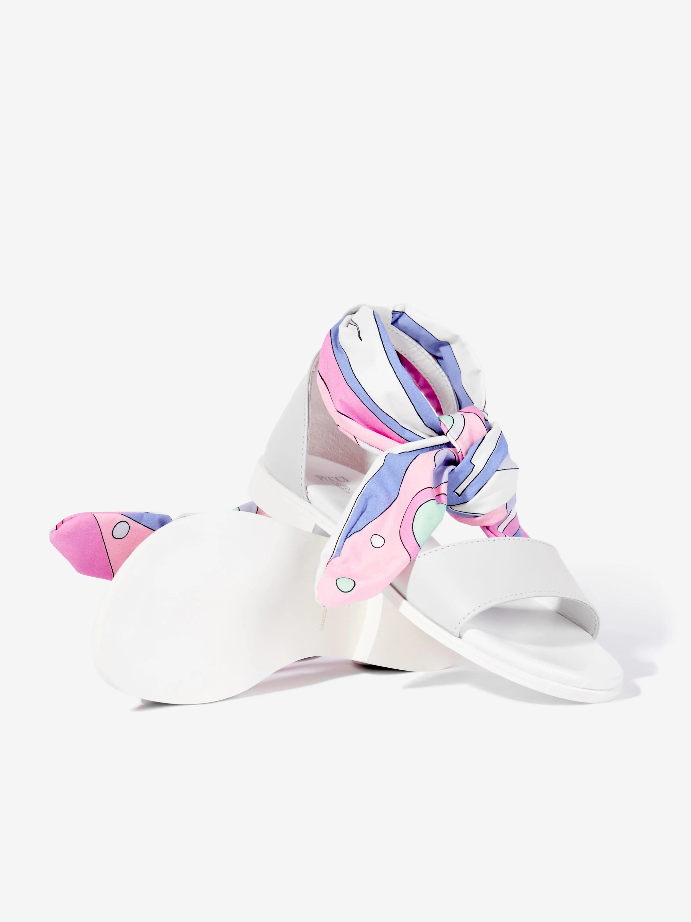 PUCCI Girls Leather Fontane Sandals in Ivory