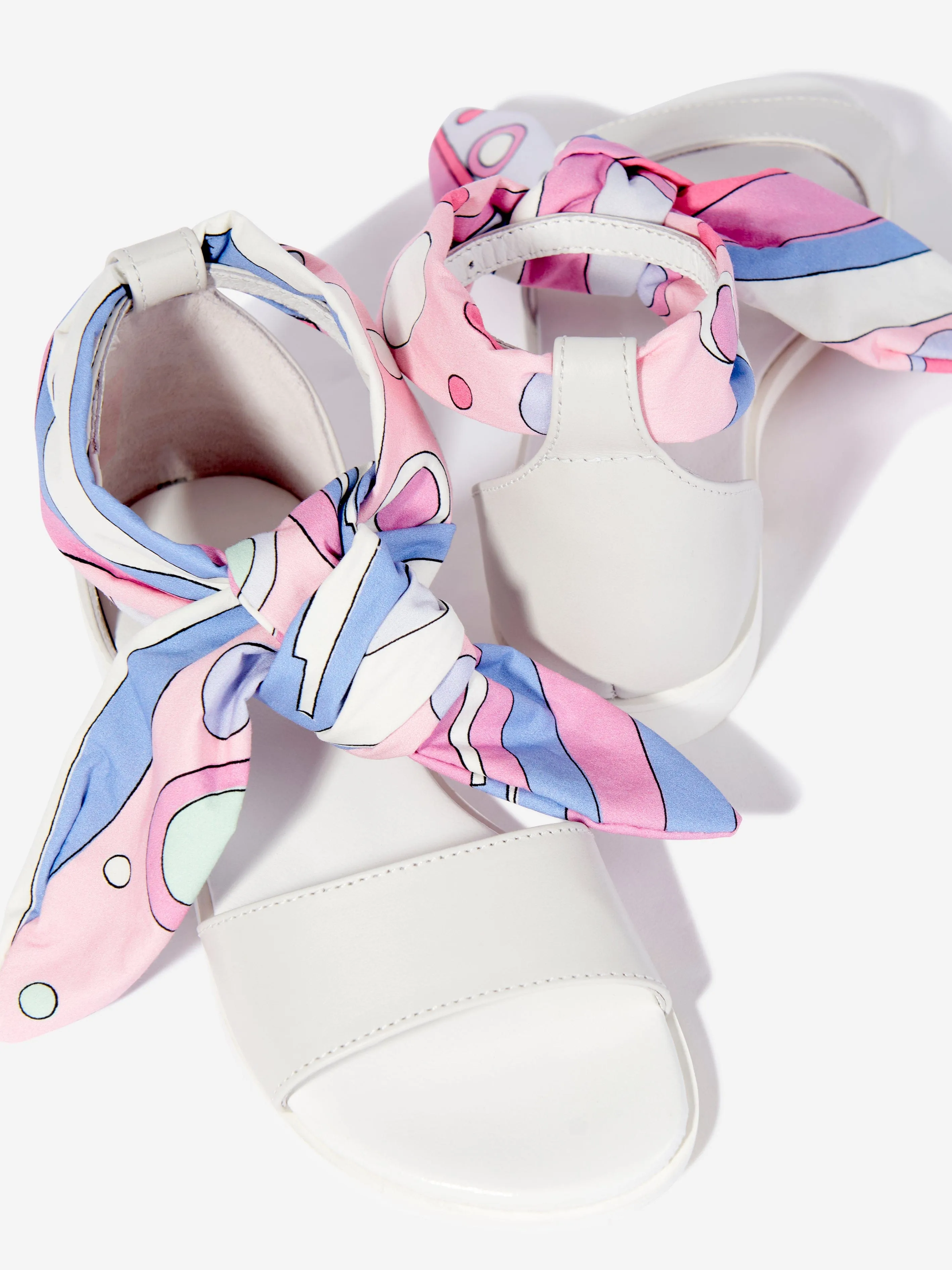 PUCCI Girls Leather Fontane Sandals in Ivory