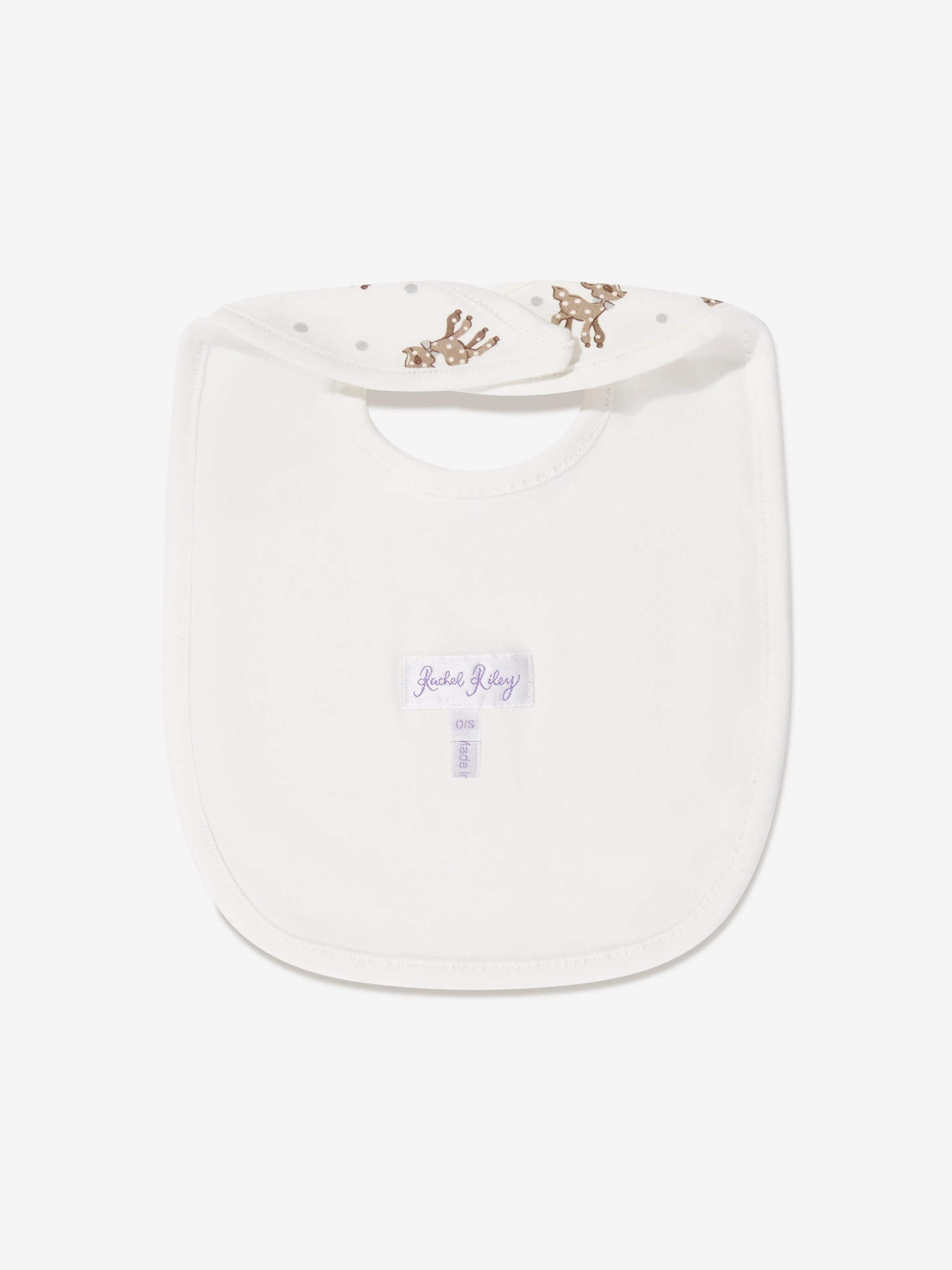 Rachel Riley Baby Fawn Bib in White