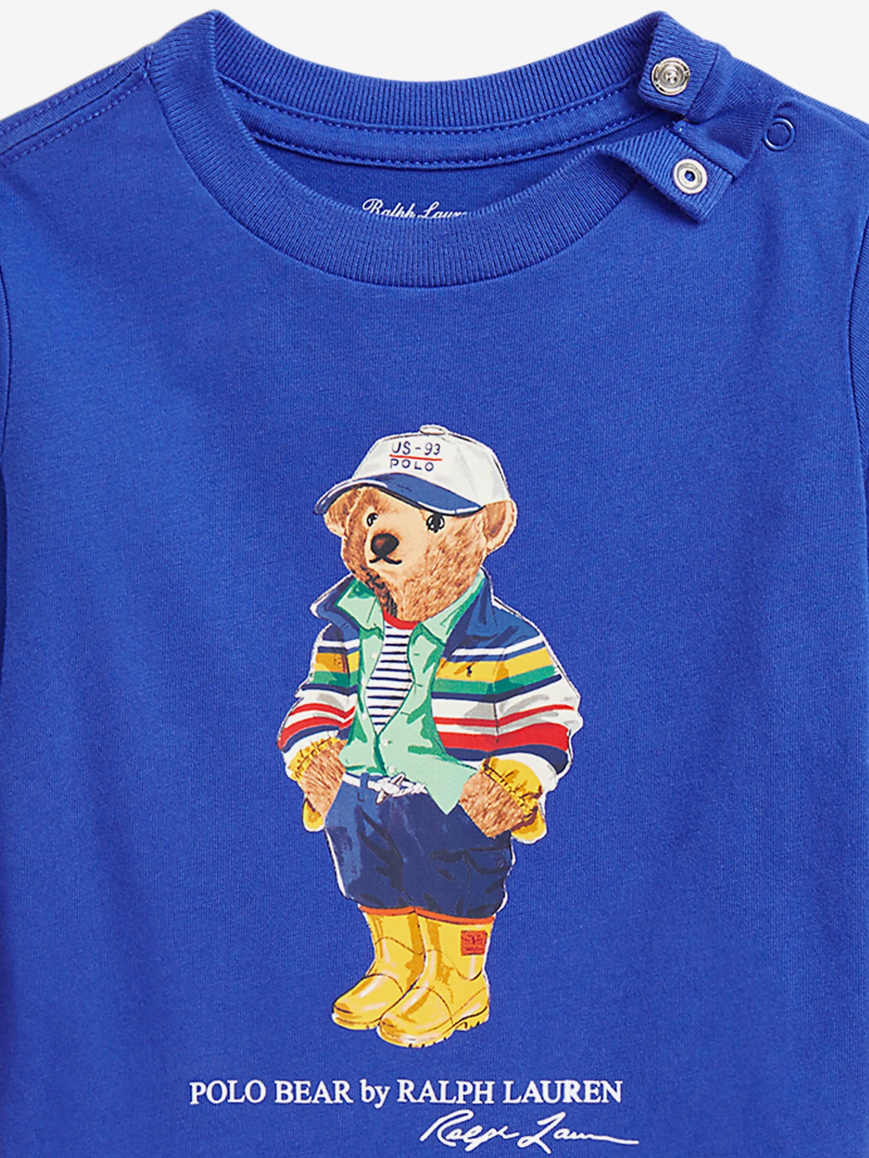 Ralph Lauren Baby Boys Bear Long Sleeve T-Shirt in Blue