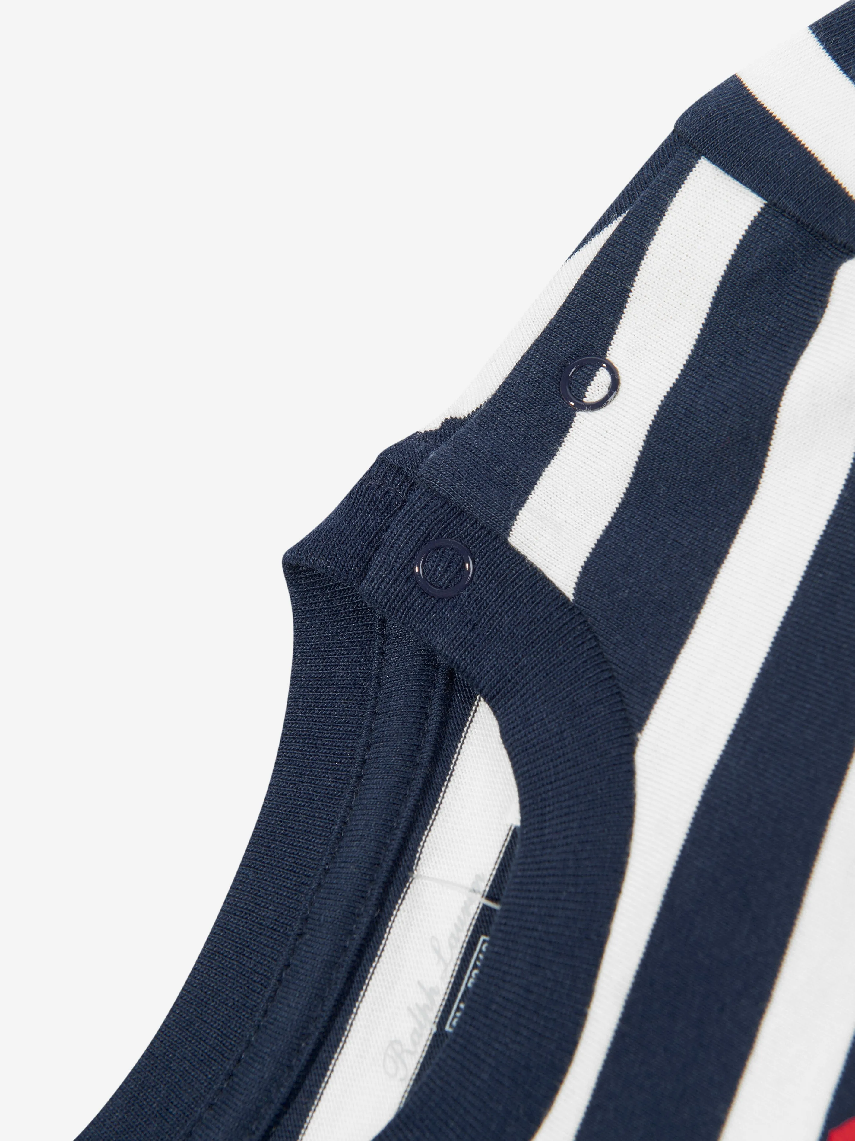 Ralph Lauren Baby Boys Striped Polo T-Shirt in Navy