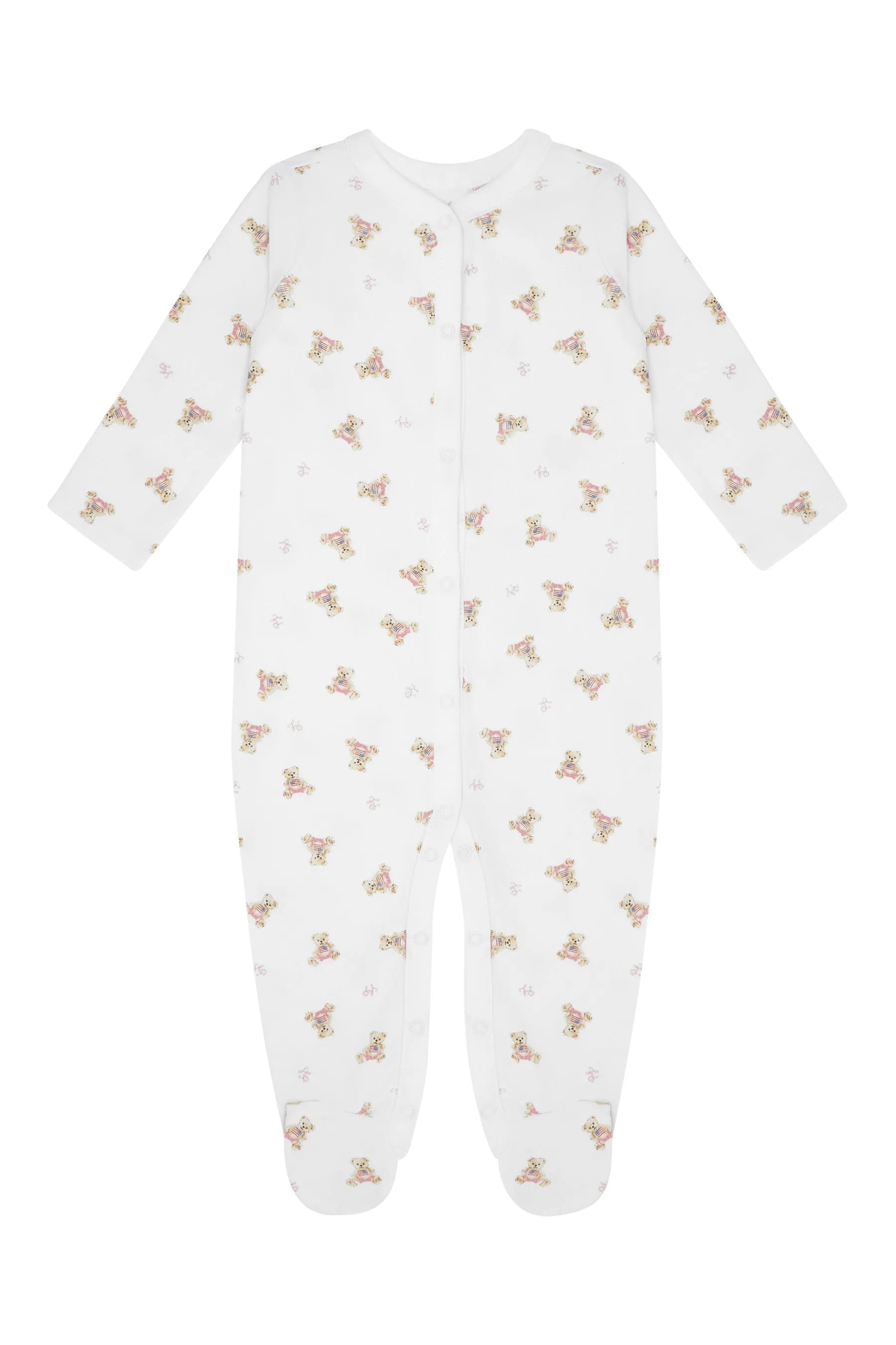 Ralph Lauren Baby Girls Bear Babygrow in White