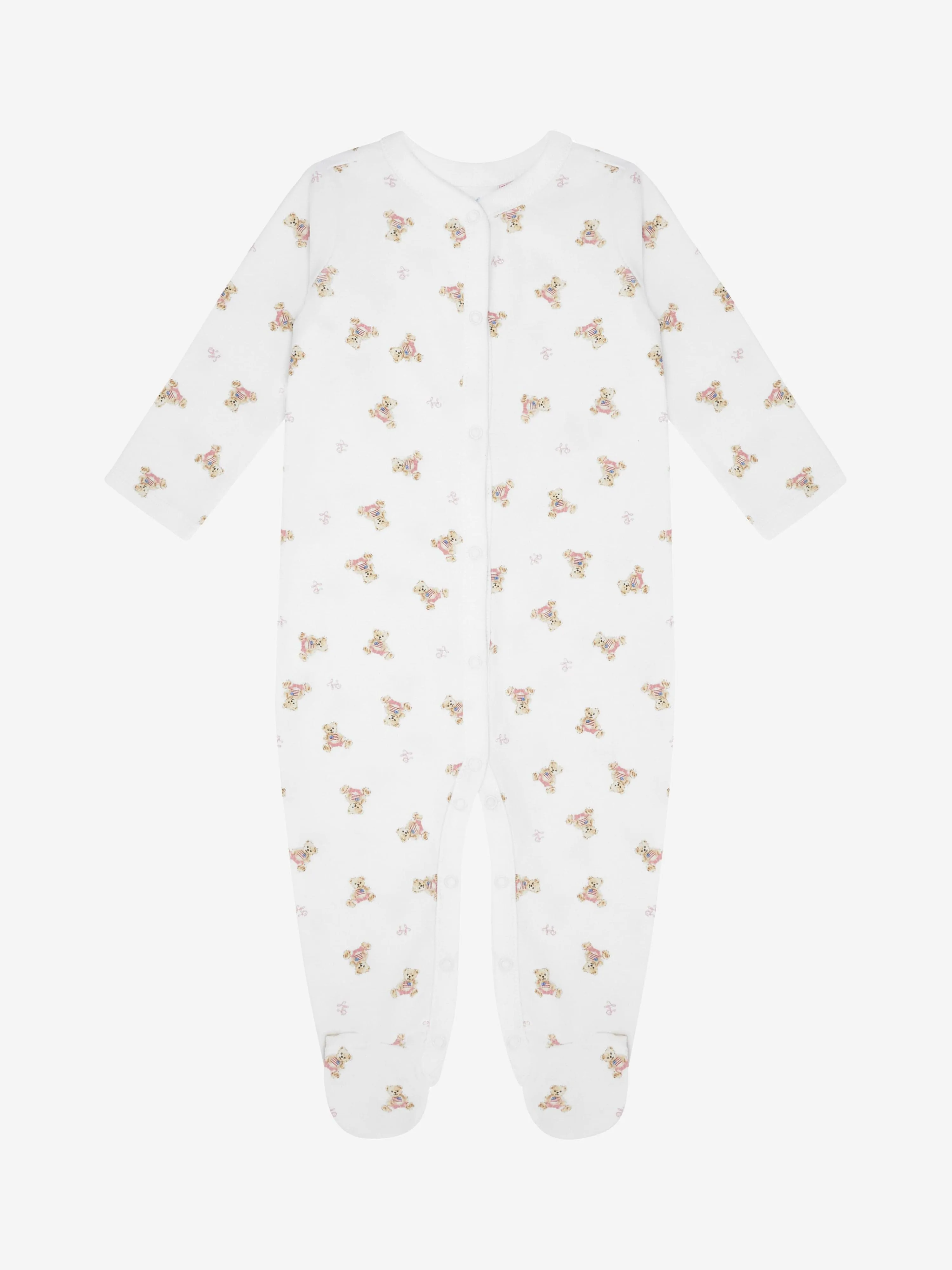 Ralph Lauren Baby Girls Bear Babygrow in White