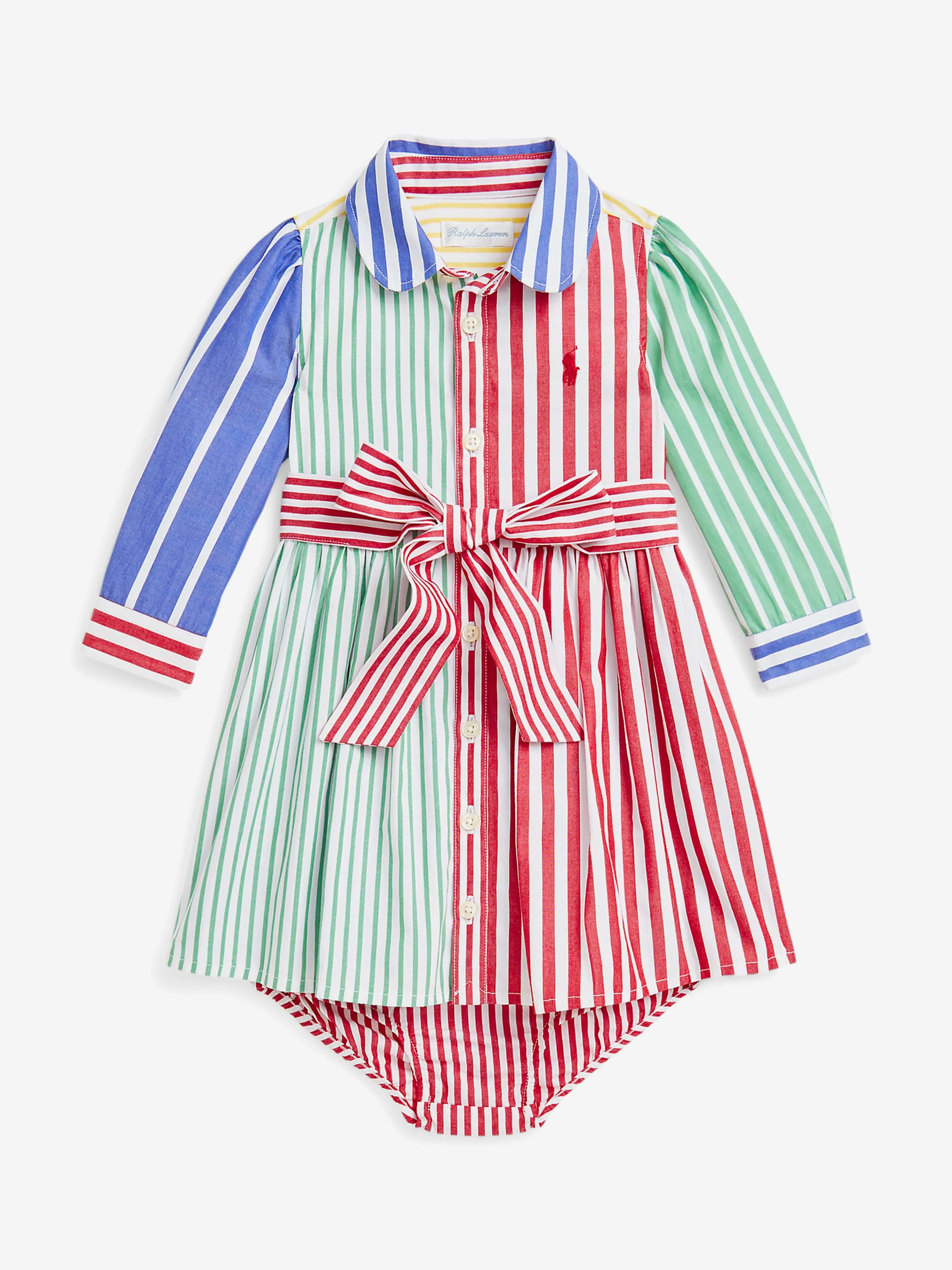 Ralph Lauren Baby Girls Striped Shirt Dress in Multicolour