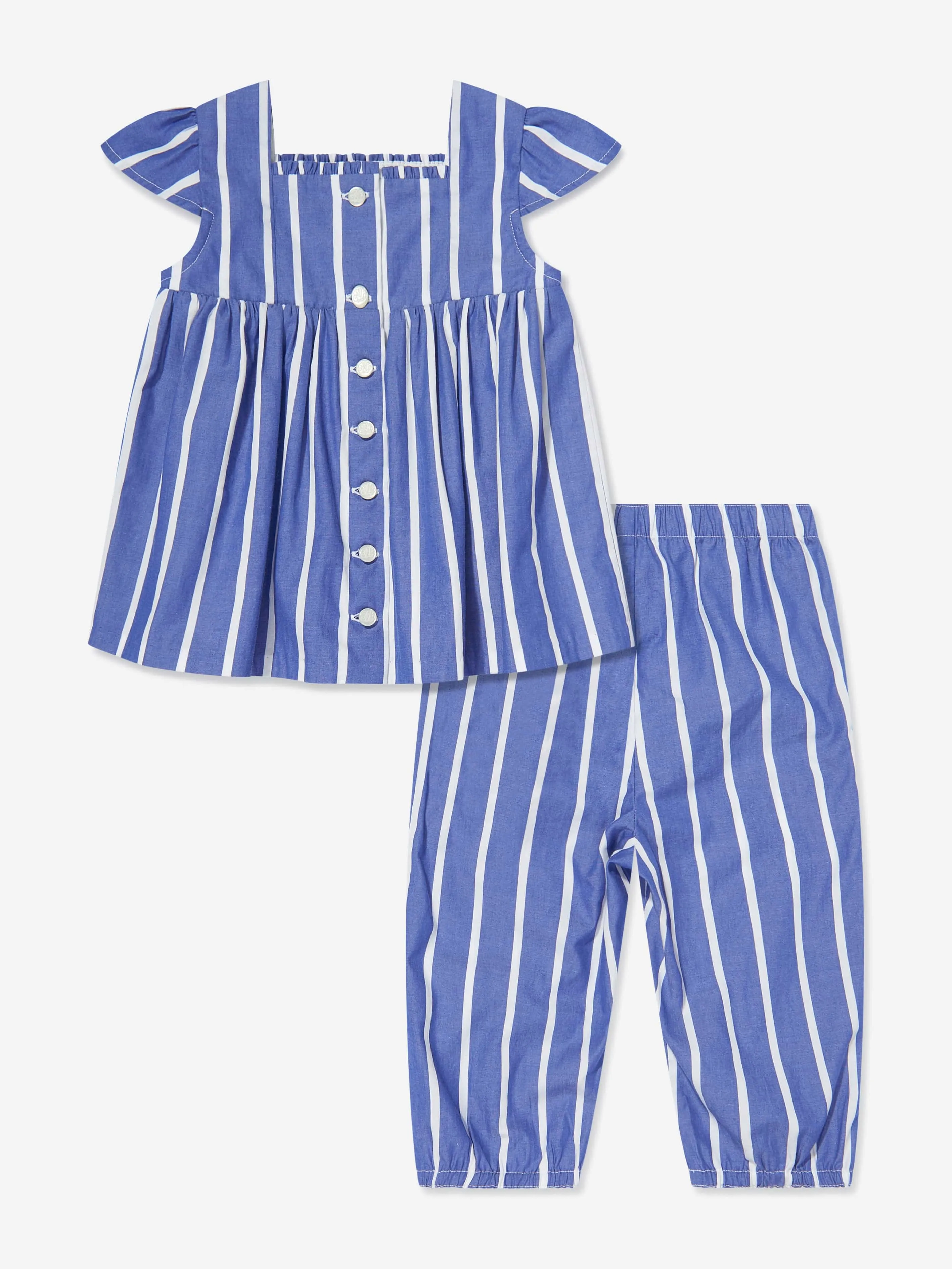 Ralph Lauren Baby Girls Striped Trouser Set in Blue