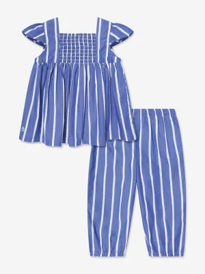 Ralph Lauren Baby Girls Striped Trouser Set in Blue