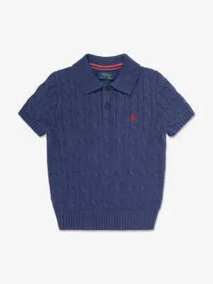 Ralph Lauren Boys Cable Knit Sweater Top in Navy