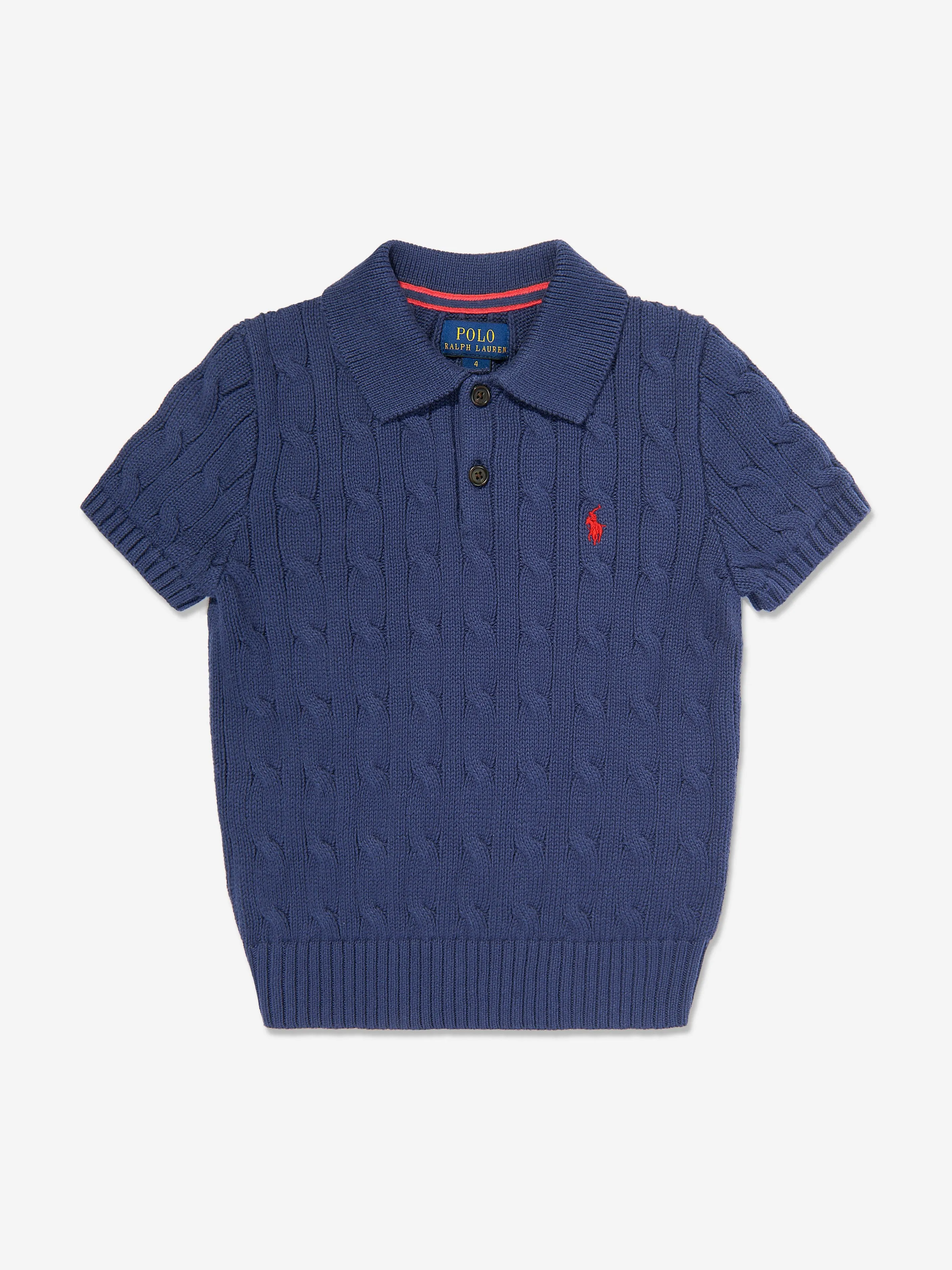 Ralph Lauren Boys Cable Knit Sweater Top in Navy