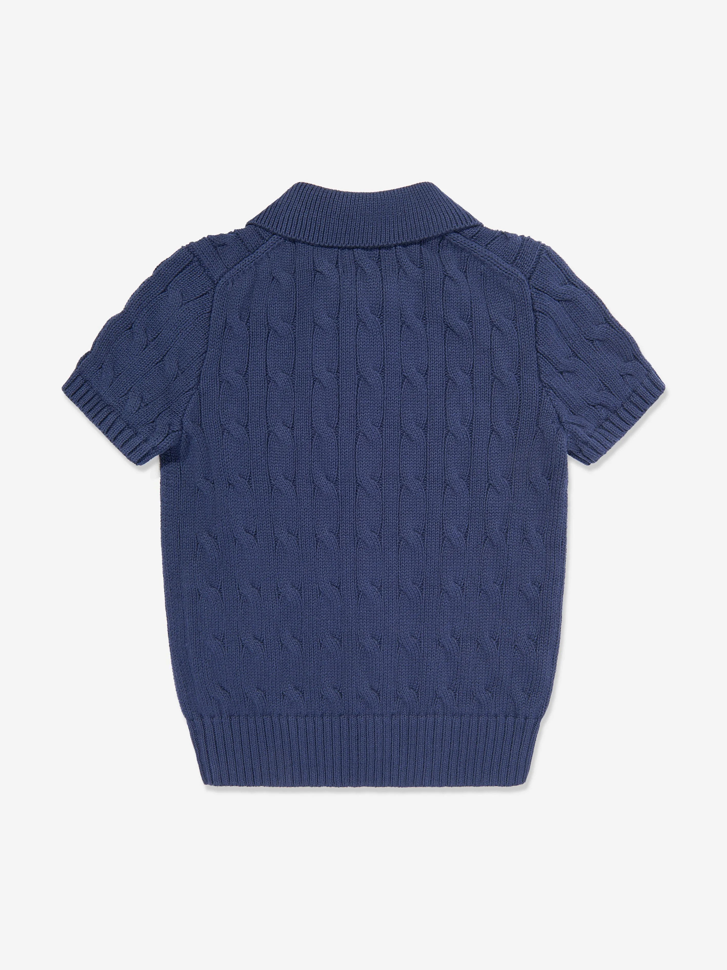 Ralph Lauren Boys Cable Knit Sweater Top in Navy