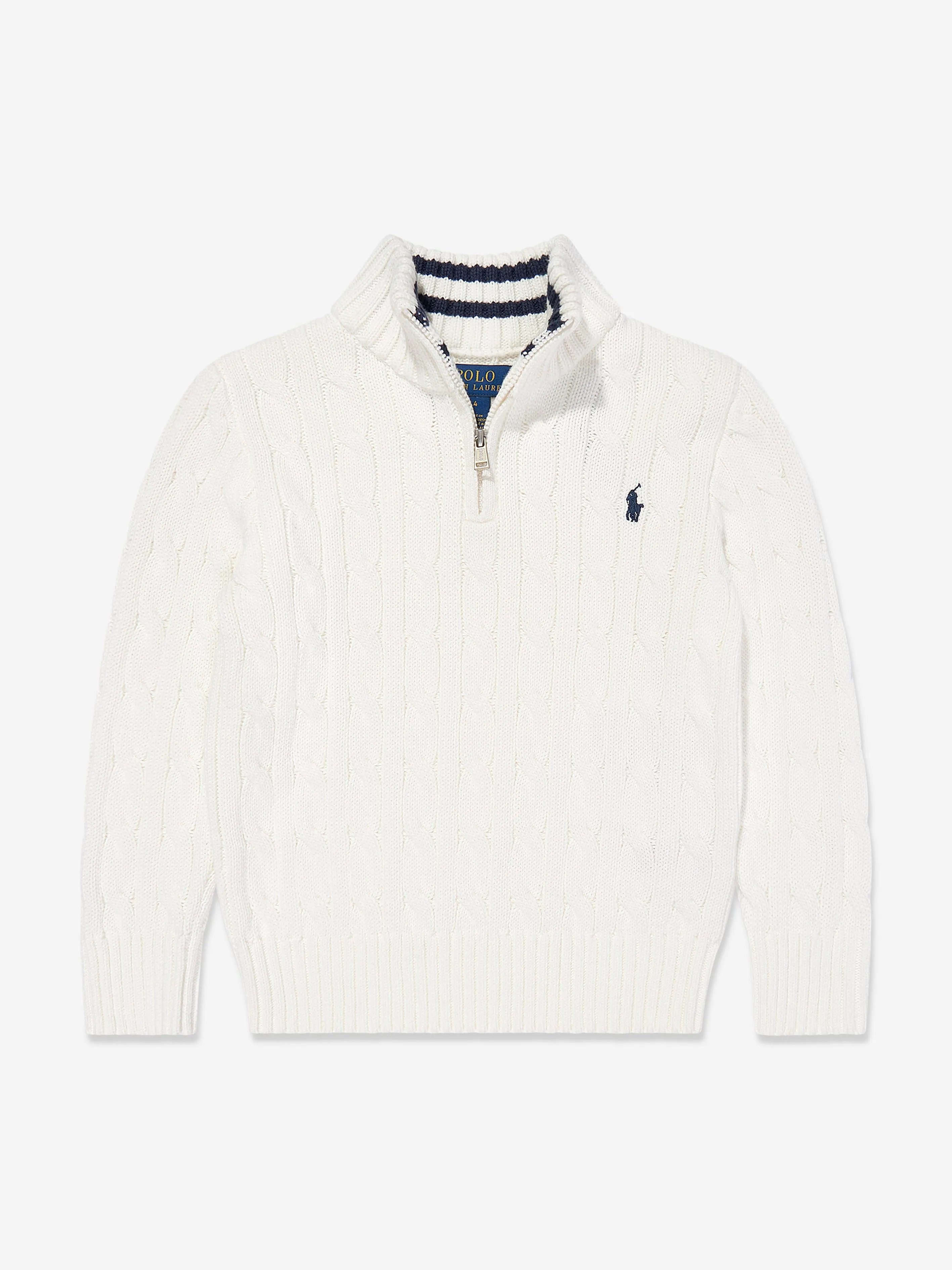 Ralph Lauren Boys Half Zip Jumper in White