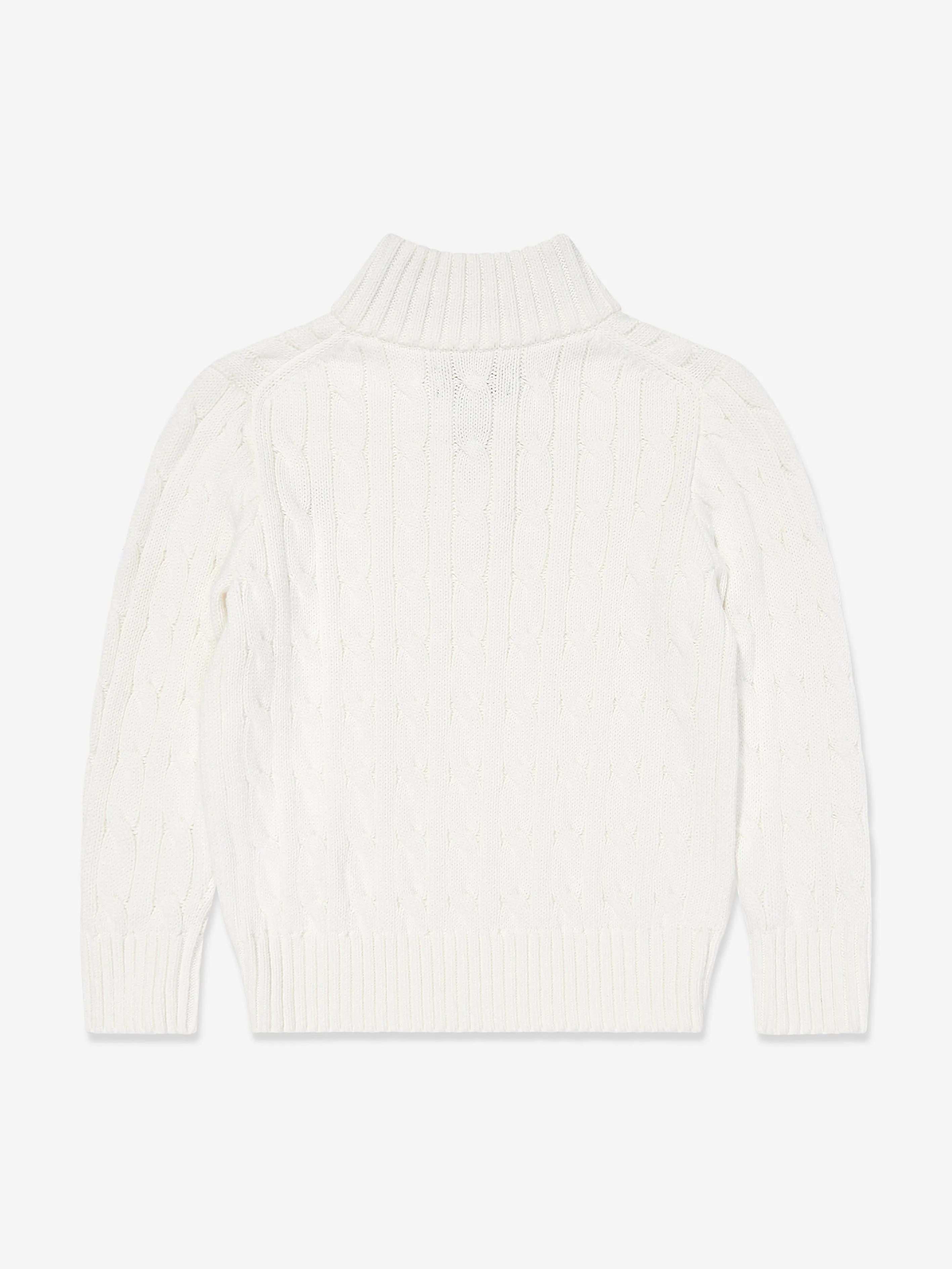 Ralph Lauren Boys Half Zip Jumper in White