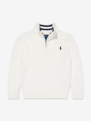 Ralph Lauren Boys Half Zip Jumper in White