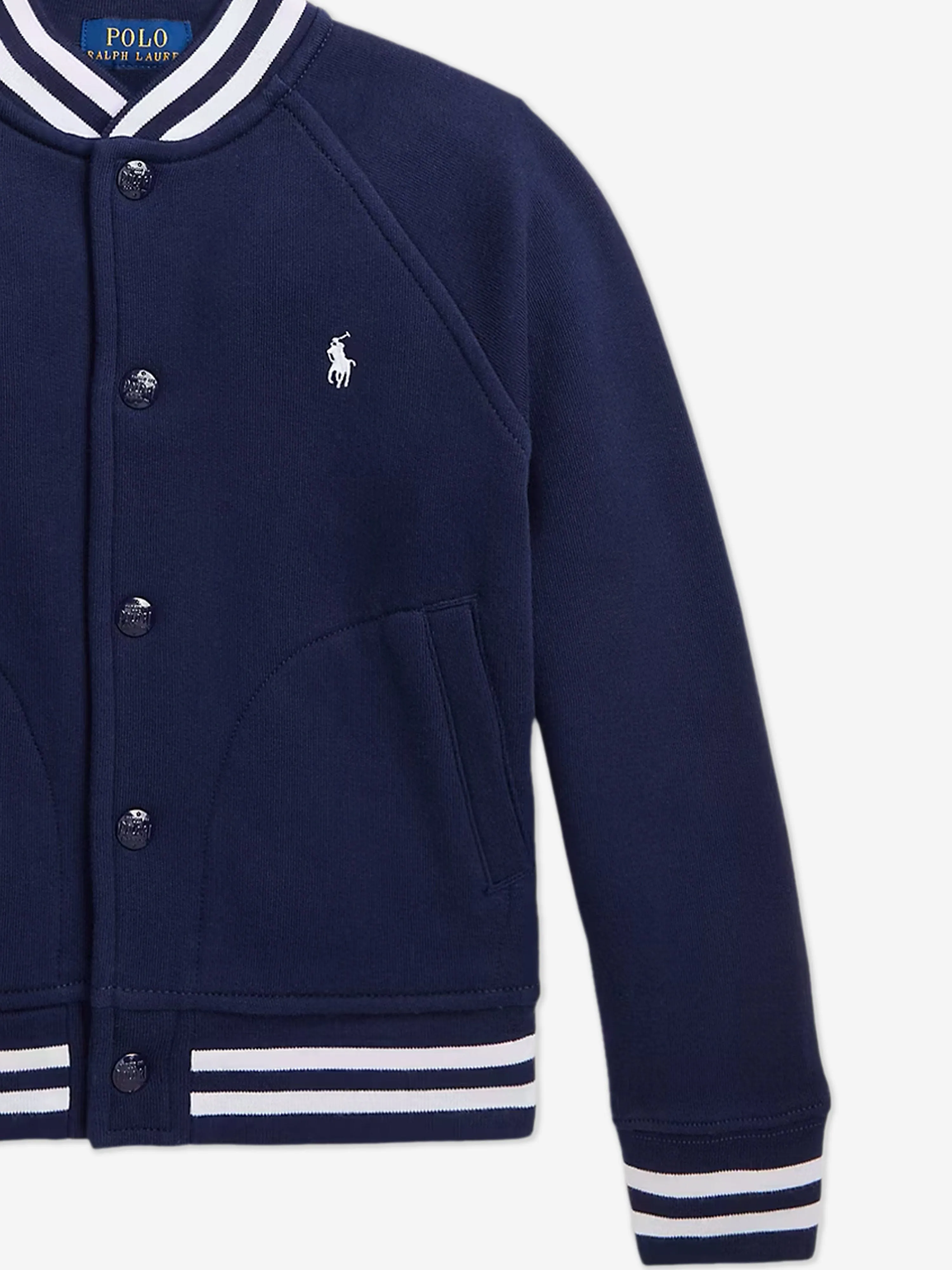 Ralph Lauren Boys Jersey Bomber Jacket in Navy